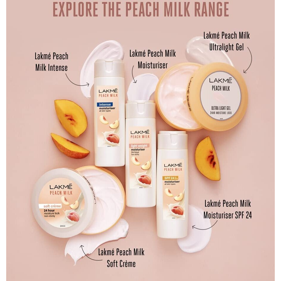 LAKM Peach Milk Soft Crme Light Moisturizer for Face 250 g, Daily Lightweight Face Lotion with Vitamin E for Soft Skin- Non Sticky 24h Moisture