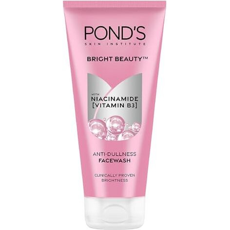 POND s Bright Beauty Anti-Dullness & Brightening Facewash With Niacinamide | For Glass-Skin Like Shine And With 4X Visibly Brighter Skin, 200Gm
