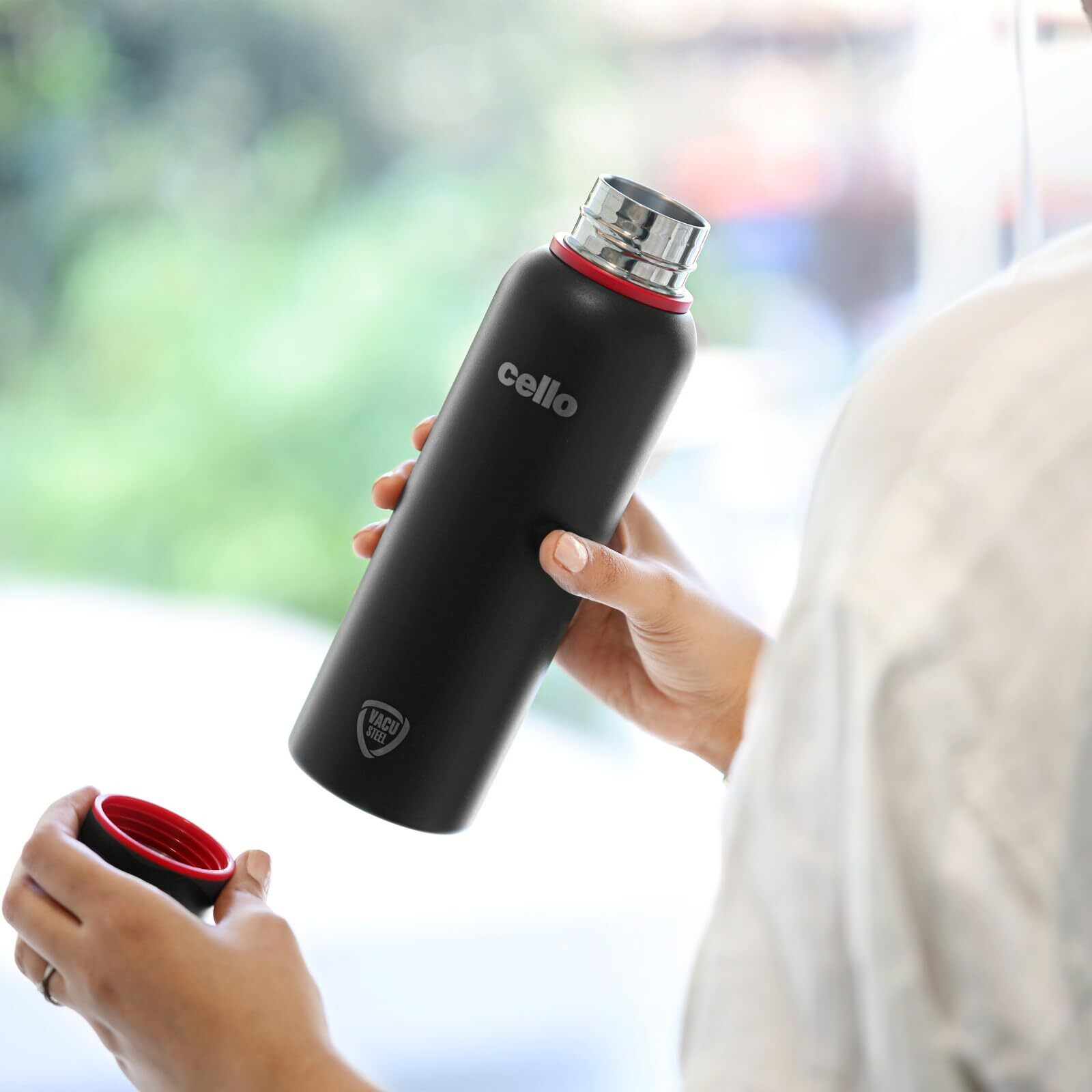 Cello Duro Kent Thermosteel Flask with DTP Coating, 550ml, Black | 24 Hours Hot and Cold Stainless Steel Bottle | Flask for Tea Coffee | Ideal for Office, Gym, Home, Hiking, Trekking, Travel Bottle