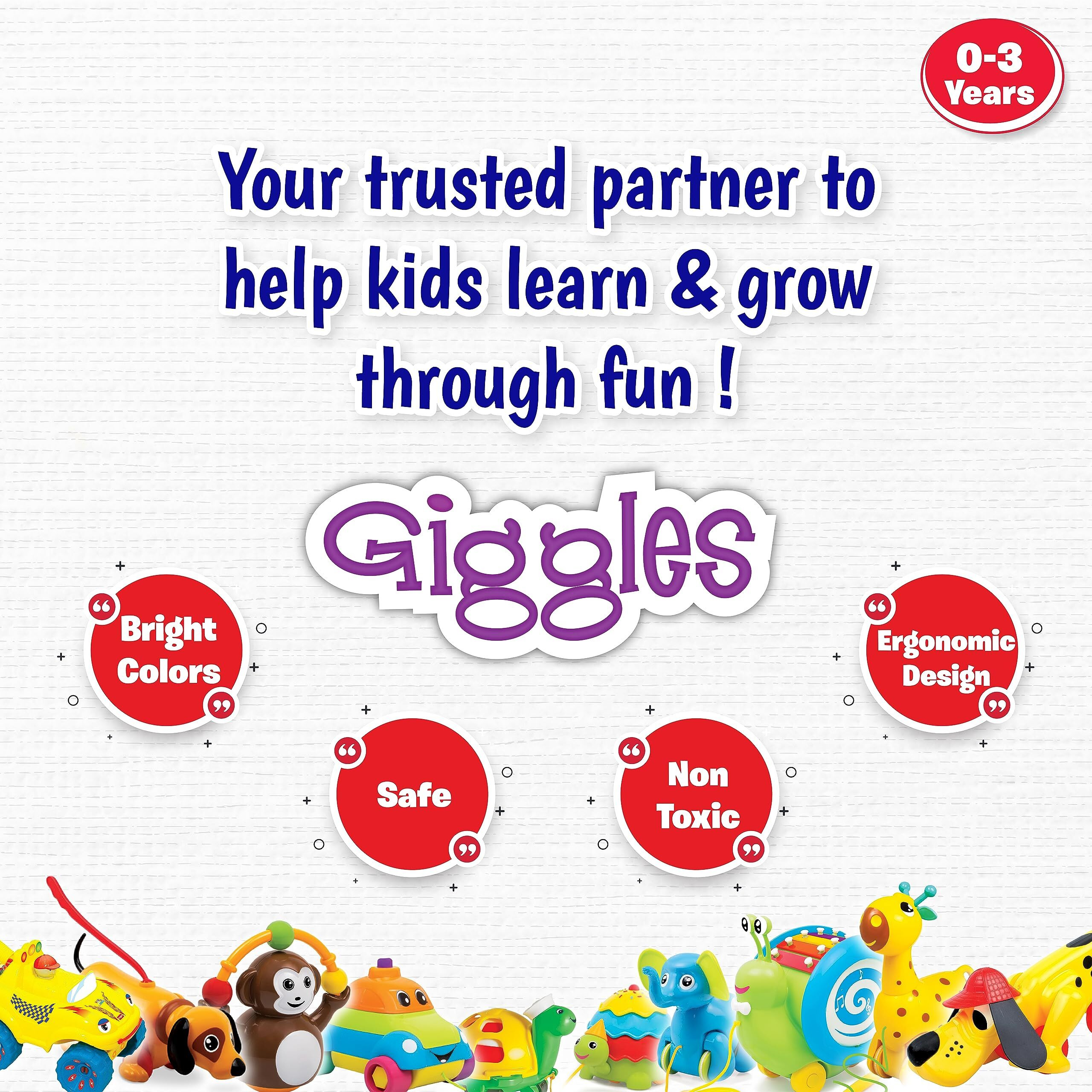 Giggles Funskool Giggles, 3 In 1 Pull Along Musical Snail, Xylophone, Drum And Walking, Pull Along, Preschool Toys, 12 Months & Above, Infant, Multicolour