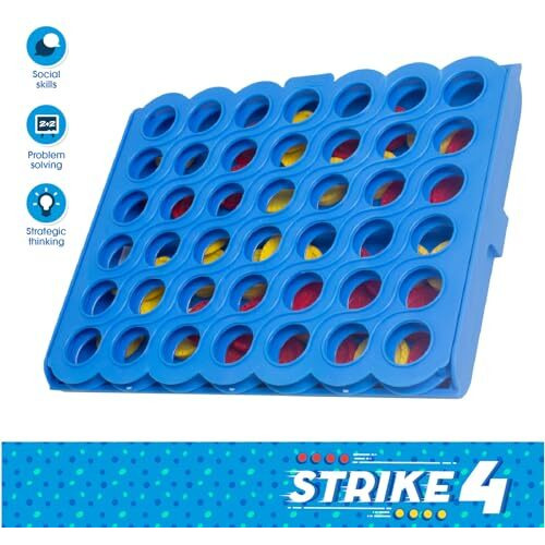 Funskool Games, Strike 4, Classic disc Dropping Game, 4 in a Row, Connect Game, Family Games, Strategy Board Games, Toys for Kids and Adults, 2 Players, Ages 6 Years and Above, Multicolour