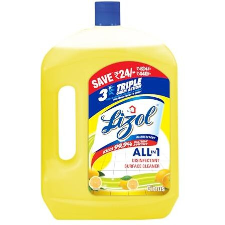 Lizol 2 Litre - Citrus, Disinfectant Surface & Floor Cleaner Liquid | Suitable for All Floor Cleaner Mops | Kills 99.9% Germs| India s 1 Floor Cleaner