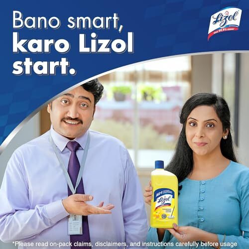 Lizol 2 Litre - Citrus, Disinfectant Surface & Floor Cleaner Liquid | Suitable for All Floor Cleaner Mops | Kills 99.9% Germs| India s 1 Floor Cleaner