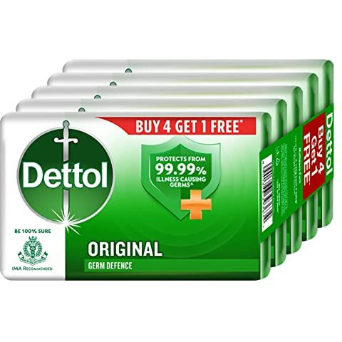 Dettol Original Germ Protection Bathing Soap Bar (625gm) | Kills 99.99% germs, 125gm , Pack of 5