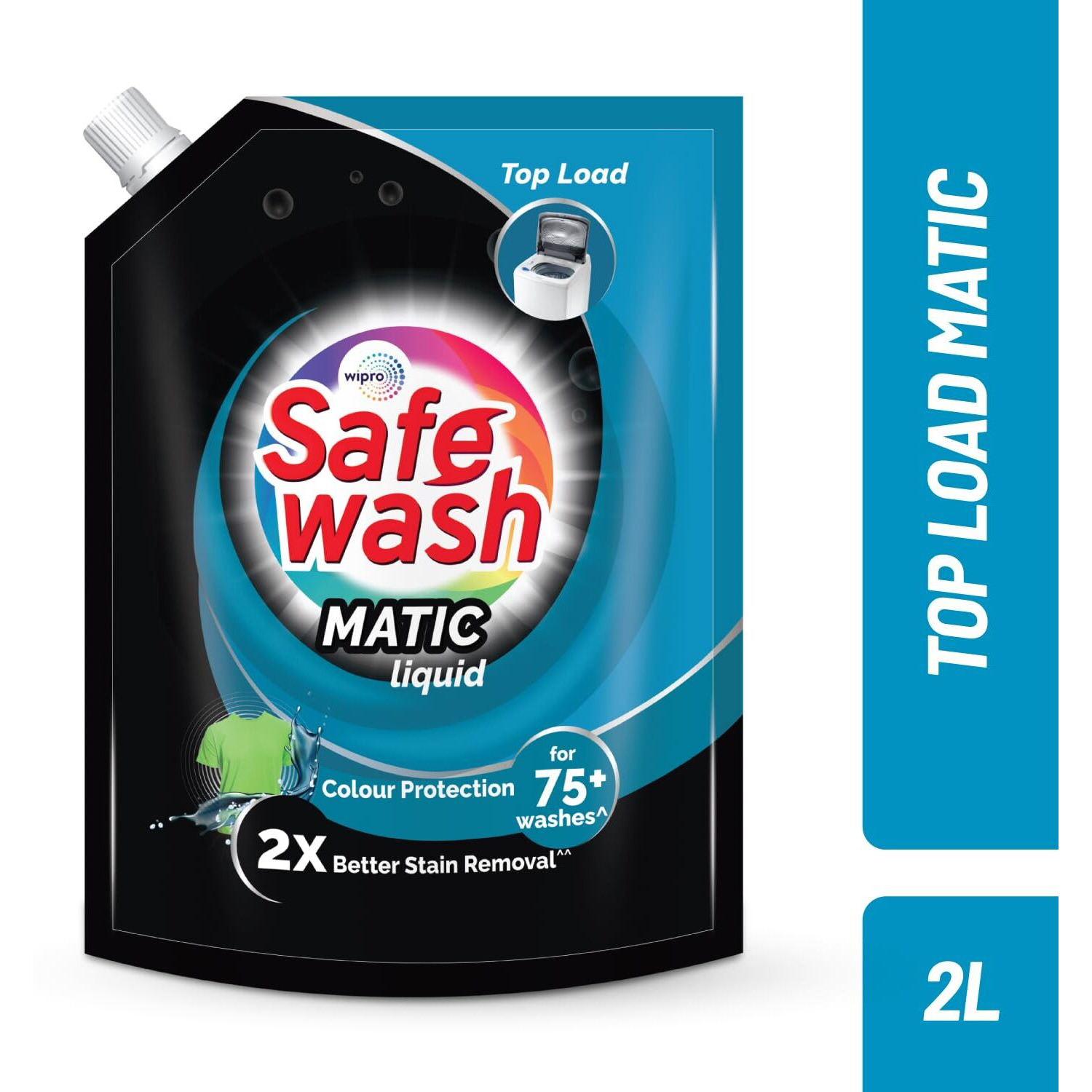 Safewash Top Load Matic 2L Refill Pouch Premium Liquid Detergent with Colour-Protect Technology| 2X Stain Removal | For All Types of Fabrics