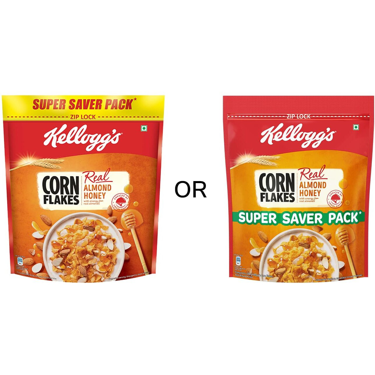 Kellogg s Corn Flakes Real Almond Honey 1kg | High in Iron, Vitamin B1, B2, B3, B6 & C | Naturally Cholesterol Free | Corn Flakes, Breakfast Cereal