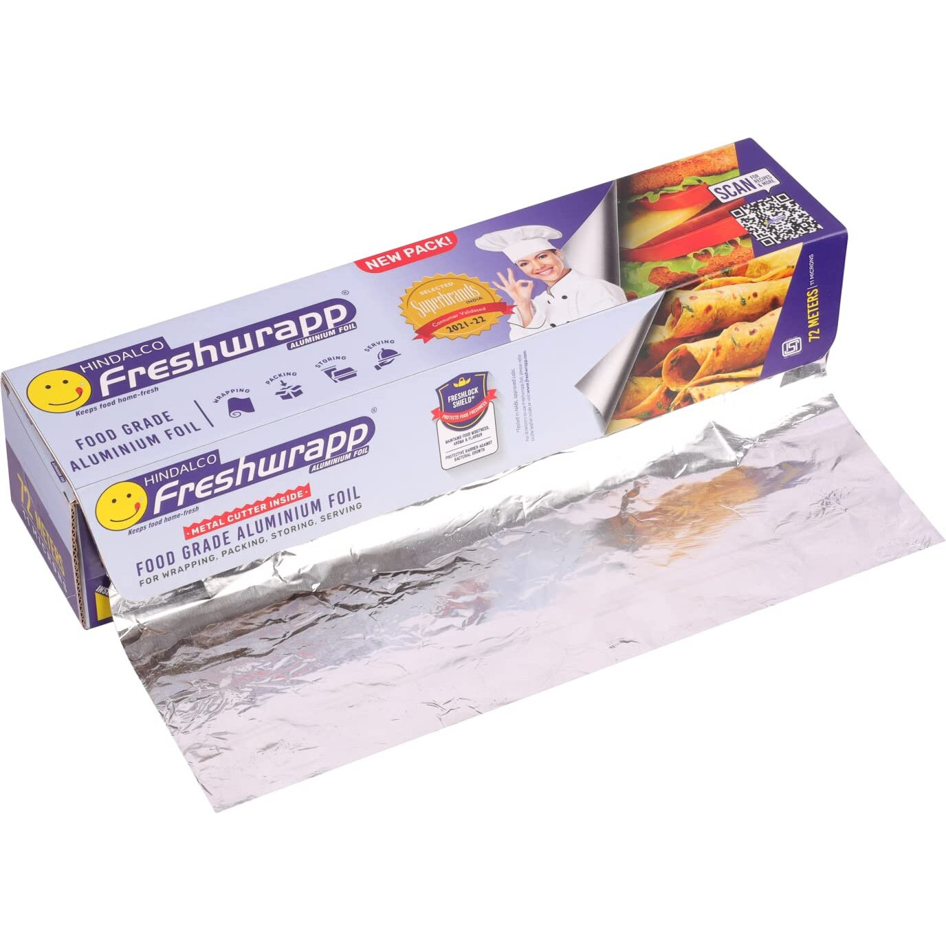 Freshwrapp Hindalco Aluminium Foil 72 Meters, 11microns | Food Packing , Wrapping, Storing and Serving