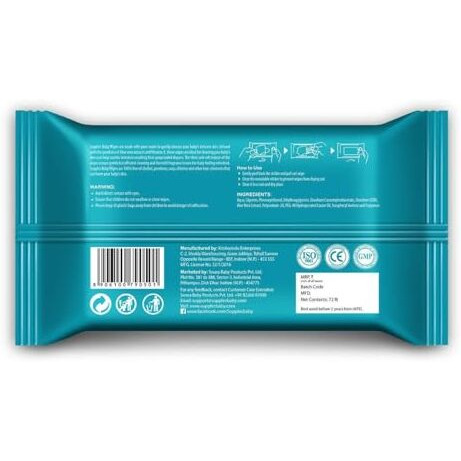 Amazon Brand - Supples Baby Wet Wipes | 432 Wipes | 72 Wipes x 6 Packs | Enriched With Aloe Vera and Vitamin E | Alcohol-free and Paraben-free | Pure Water-Based Formulation