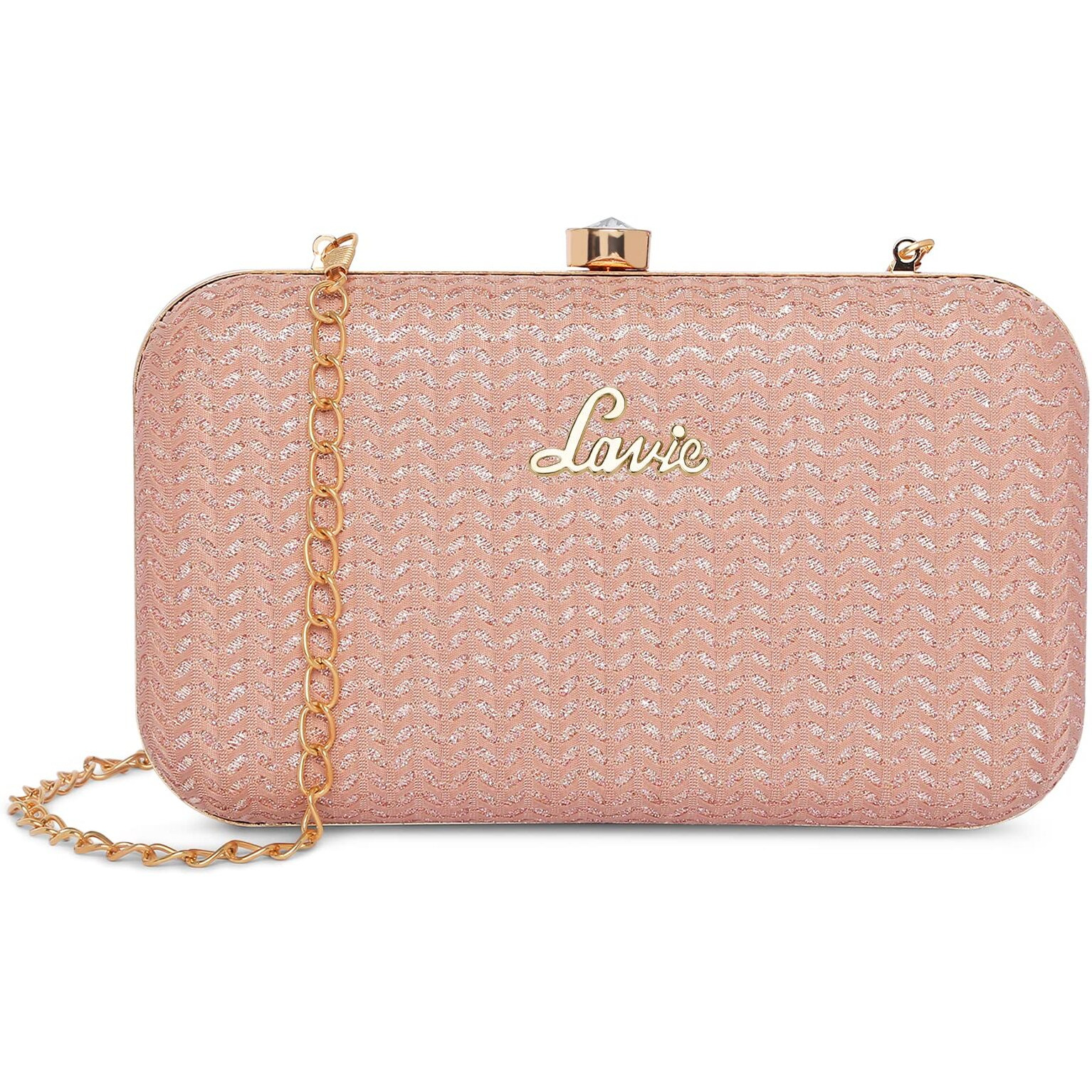 Lavie womens Sparkle Framed Small Rose Pink Clutch Bag