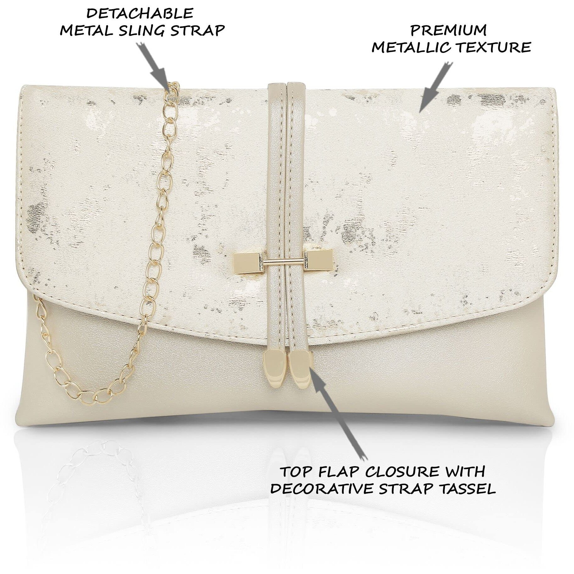 Lavie Women s Chirpy Large Foldover Clutch (Gold Metallic)