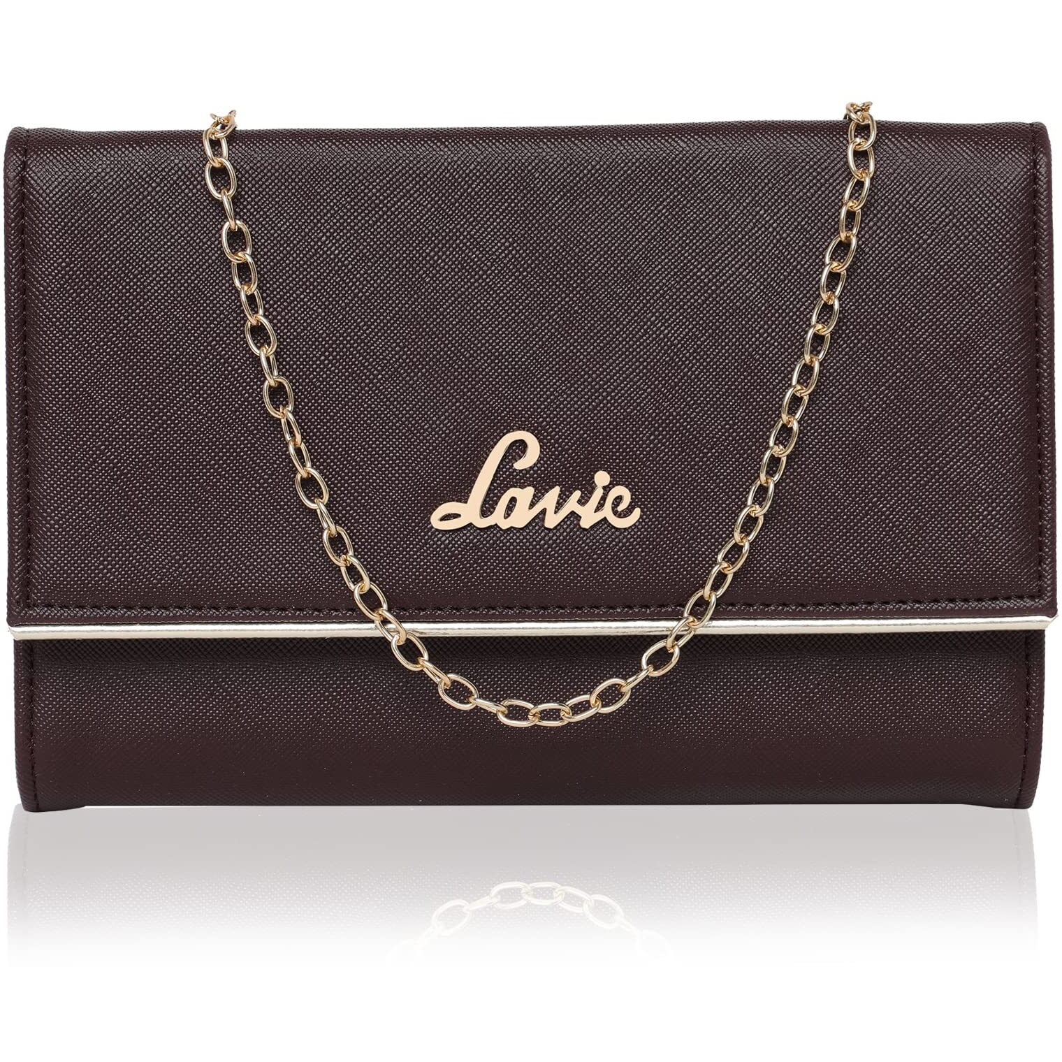 Lavie Women s Small Framed Foldover Clutch | Detachable Chain Sling Strap | Ladies Purse Wallet