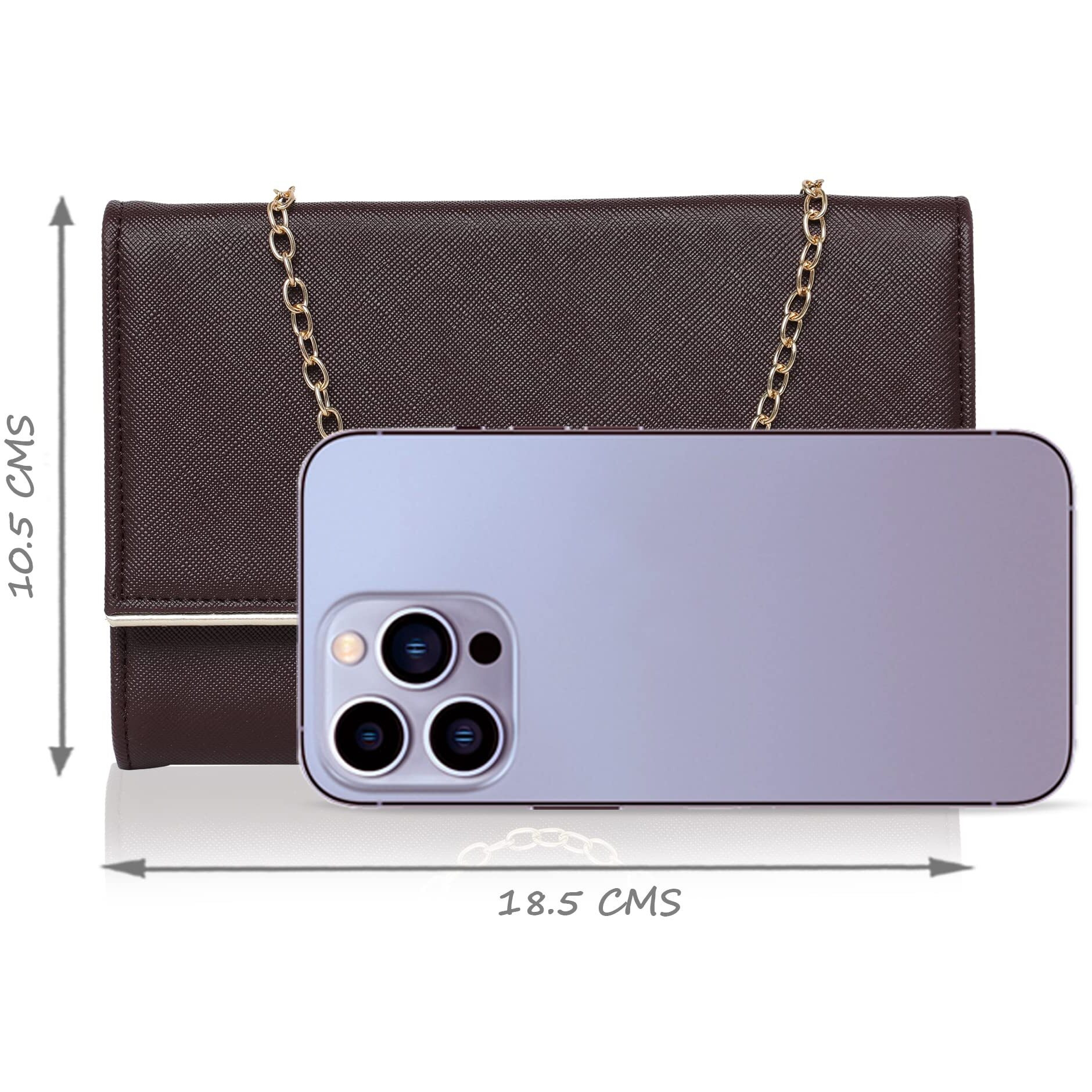 Lavie Women s Small Framed Foldover Clutch | Detachable Chain Sling Strap | Ladies Purse Wallet