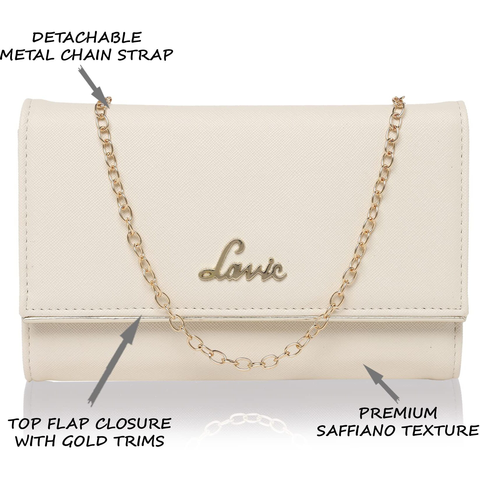Lavie Women s Small Framed Foldover Clutch | Detachable Chain Sling Strap | Ladies Purse Wallet