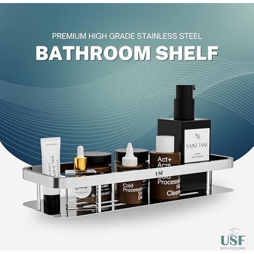 U-S-F BATH ACCESSORIES Elegance Stainless Steel Bathroom Shelf, Kitchen Shelf, Bathroom Shelf And Rack, Wall Storage Shelf, Bathroom Accessories-Pack Of 1