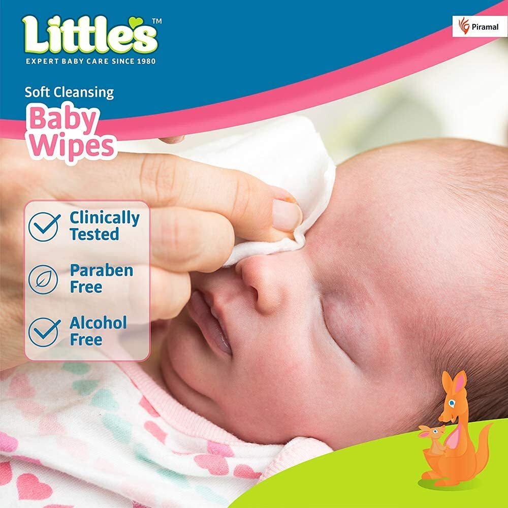 Little s Soft Cleansing Baby Wipes | 80 Wipes x 4 - 320 Wipes | Extra Thick & Moist Wet Wipes for Baby s | Prevents Rashes & Redness with Goodness of Aloe Vera, Vitamin E & Jojoba Oil