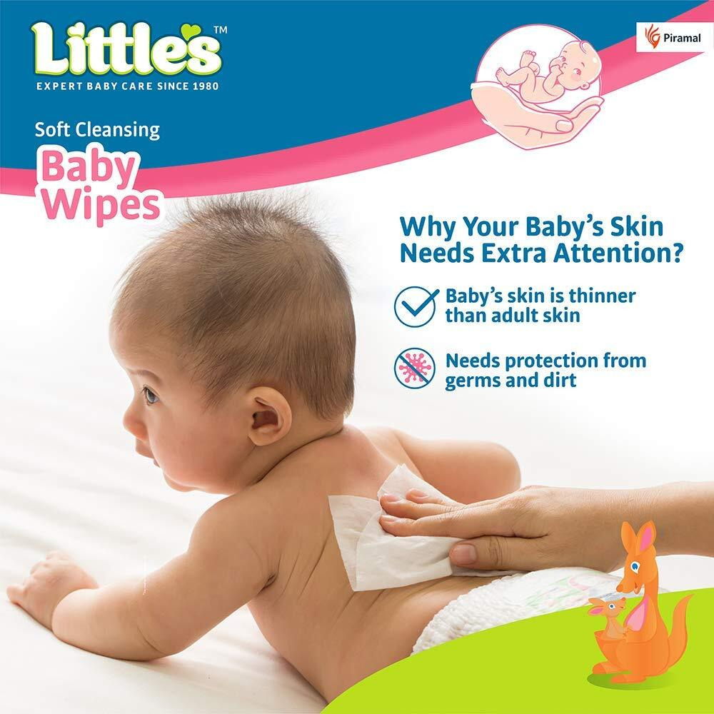 Little s Soft Cleansing Baby Wipes | 80 Wipes x 5 - 400 Wipes | Extra Thick & Moist Wet Wipes for Baby s | Prevents Rashes & Redness with Goodness of Aloe Vera, Vitamin E & Jojoba Oil