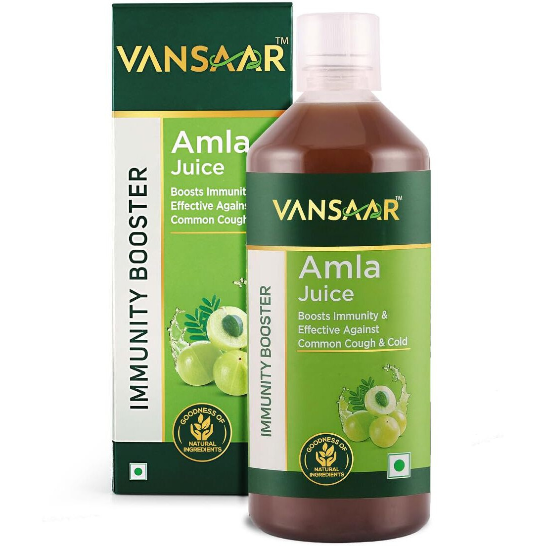 Vansaar Ayurvedic Tangy Amla Juice - 1L | 100% Cold Pressed Wild Amlas Rich In Vitamin C Sourced from Pratapgarh | Farm to Bottle in 12 Hours | 75 Pure Amlas for Hair Growth & Detoxification