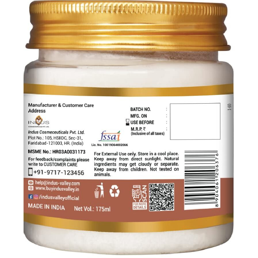 INDUS VALLEY Bio Organic Extra Virgin Pure Coconut Oil for All Skin Type & Hair Growth, Reduces Dandruff, Helps to Prevents Hairfall for Men & Women, Sulphate & Paraben Free - 175ml