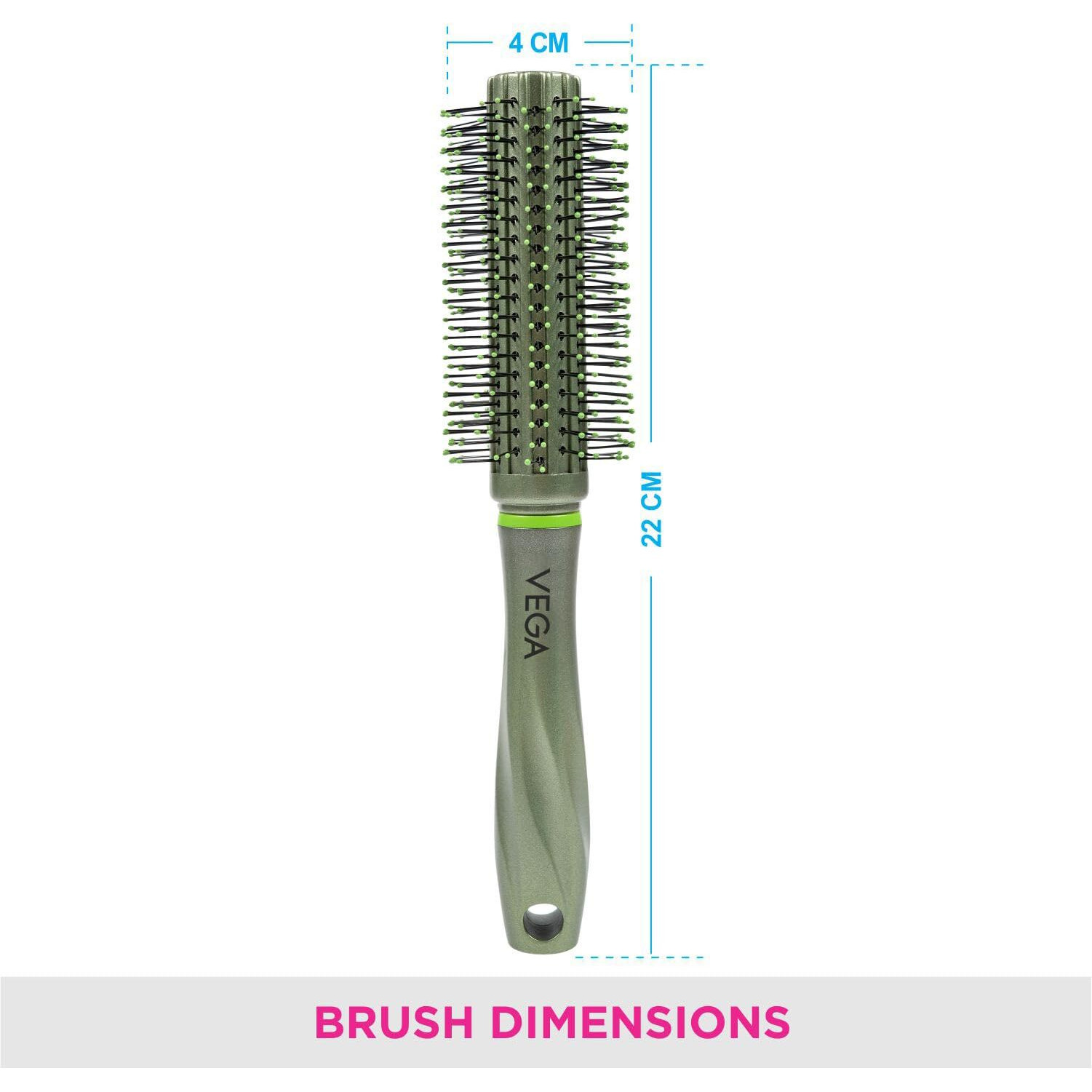Vega Round Hair Brush (India s No.1* Hair Brush Brand) For Adding Curls, Volume & Waves In Hairs| Men and Women| All Hair Types (R13-RB)
