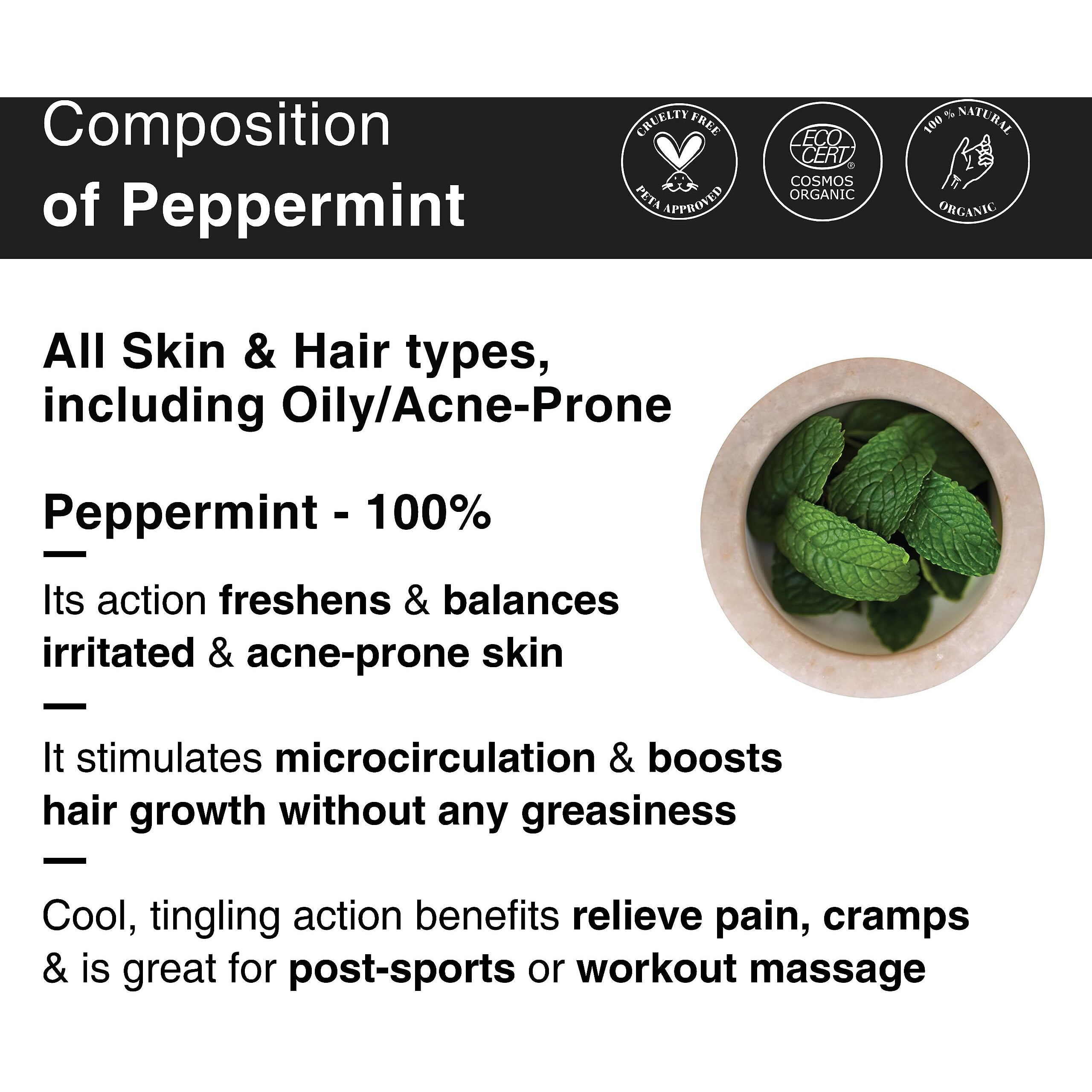 Soulflower Peppermint Essential Oil for Skin & Hair Care, Scalp, Aromatherapy |100% Pure & Natural Therapeutic Grade, Undiluted, Ecocert Cosmos Organic Certified| Mentha Piperita |15ml