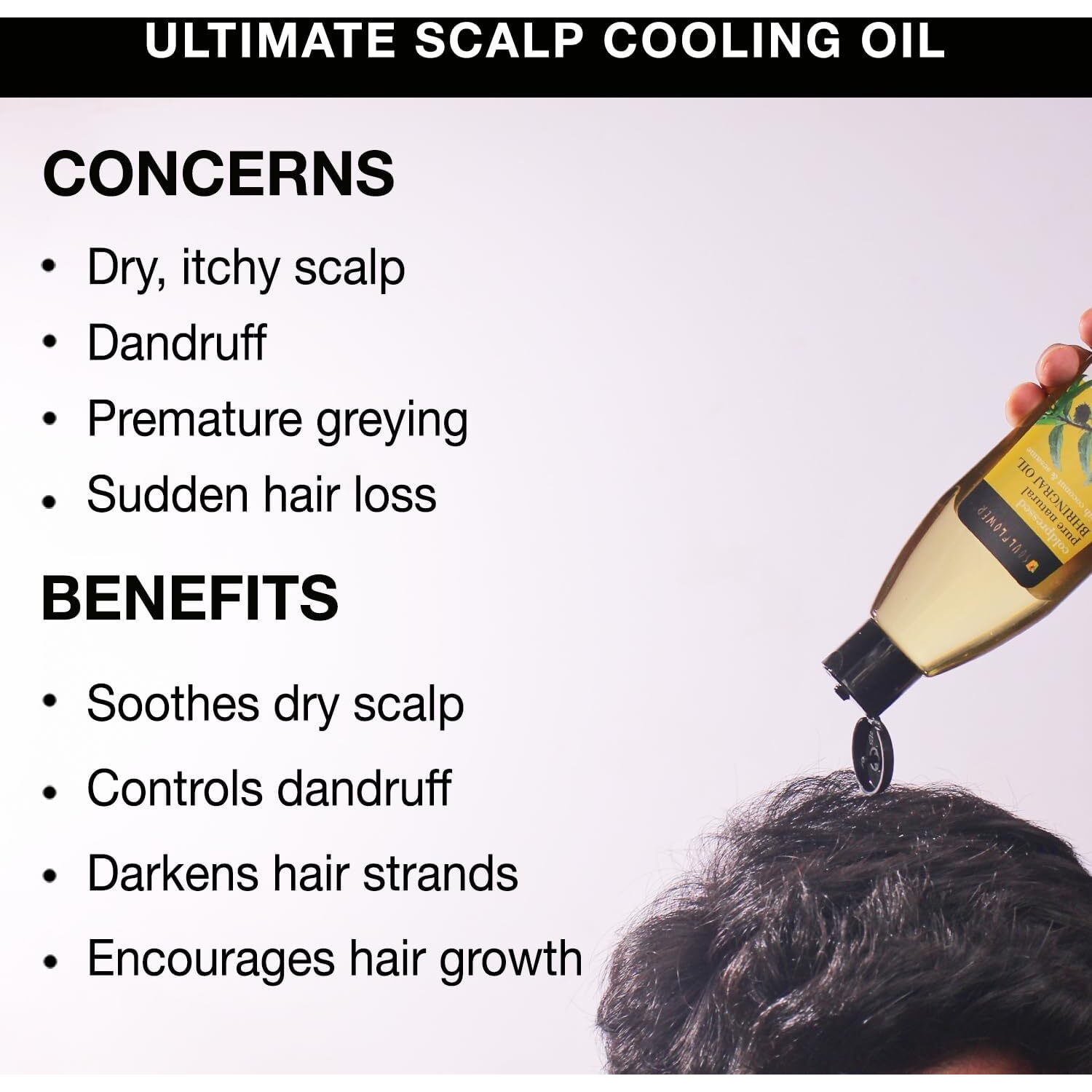 Soulflower Cold-Pressed Bhringraj Oil-Pure & Natural| Hair Growth, Strengthening & Nourishing hair roots, Anti-Dandruff, Cooling Scalp| Coconut, Sesame, Mother herb| 225ml