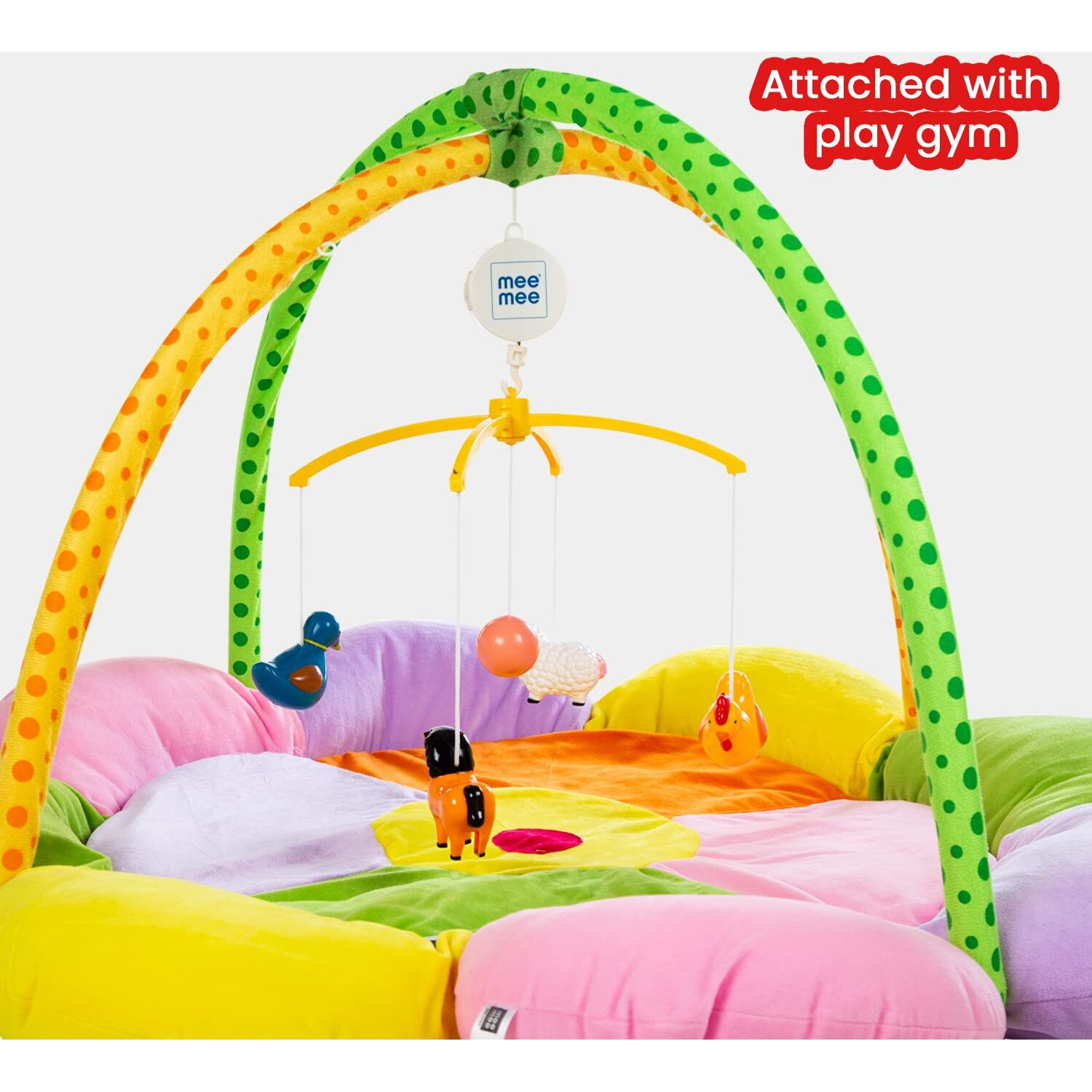 Mee Mee Musical Cot Mobile Hanger 0-2 Yrs | Nursery Decoration, Baby Shower, Birthday Gift | Baby Bed/Cradle/Crib/Cot Automatic Toy | Enhances Auditory & Visual Development (5-Toy Safari Theme)