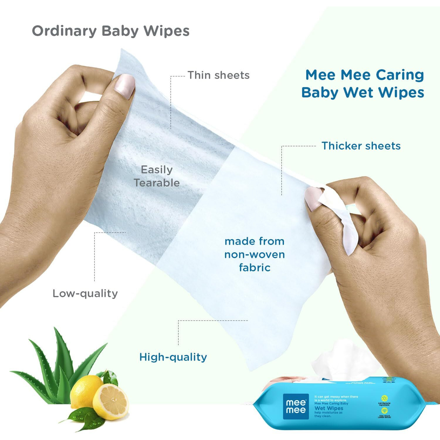 Mee Mee Soft Gentle Baby Wet Wipes (72 Wipes) Pack of 5 | Infused with Aloevera and Lemon Extract | Paraben & Sulfate Free | Cleansing Wipes | Wipes Combo for Babies