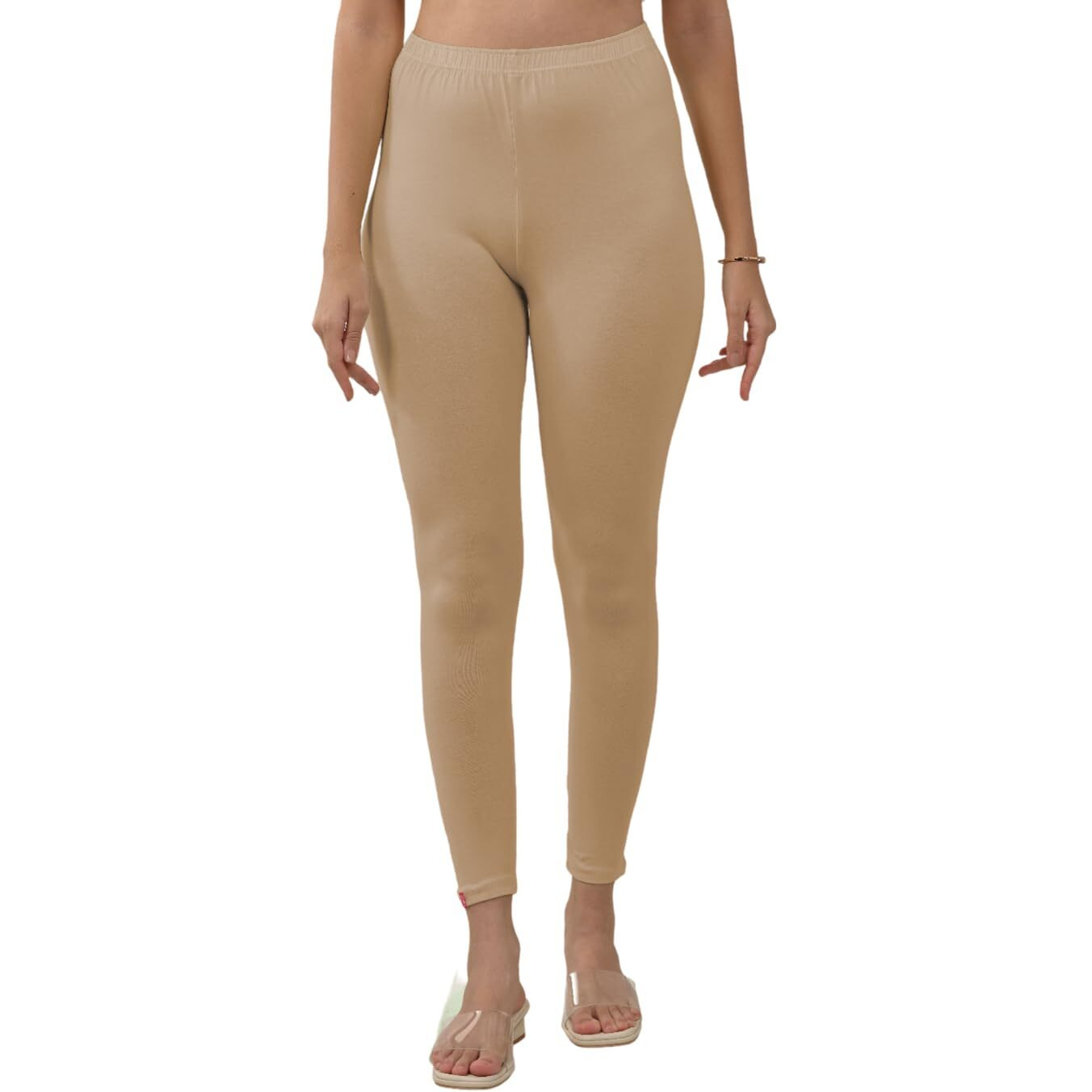 Lyra Women Solid Premium Cotton Ankle Length Leggings | Mid-Waist | Fashionwear