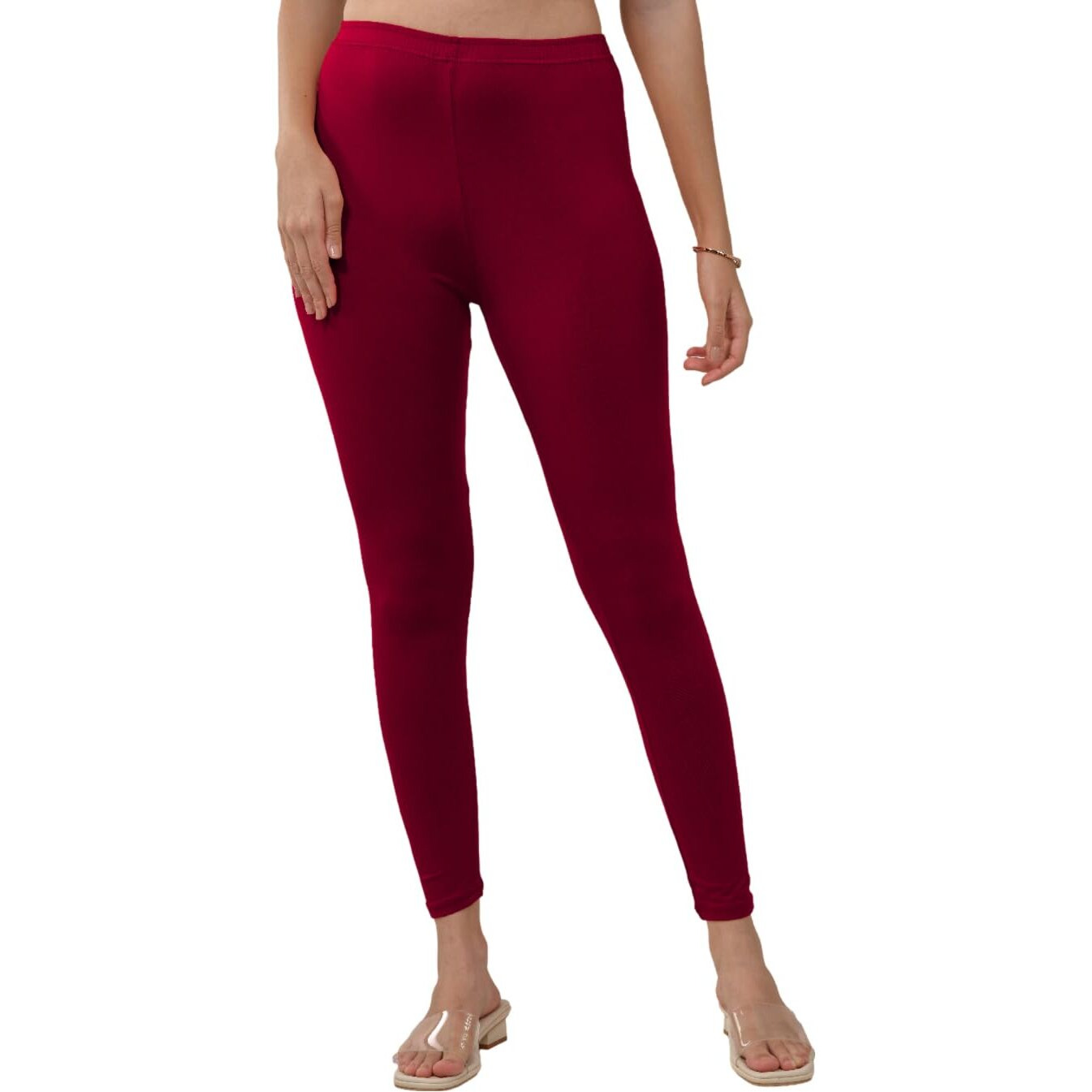 Lyra Women Solid Premium Cotton Ankle Length Leggings | Mid-Waist | Fashionwear