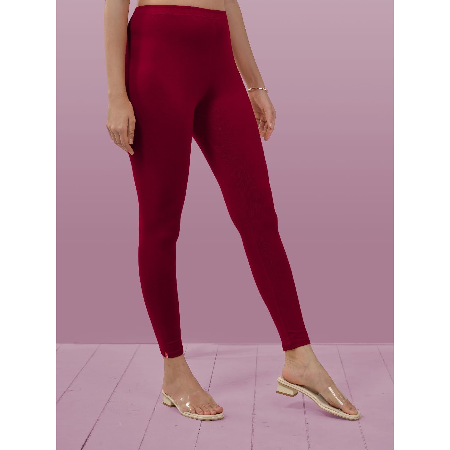 Lyra Women Solid Premium Cotton Ankle Length Leggings | Mid-Waist | Fashionwear