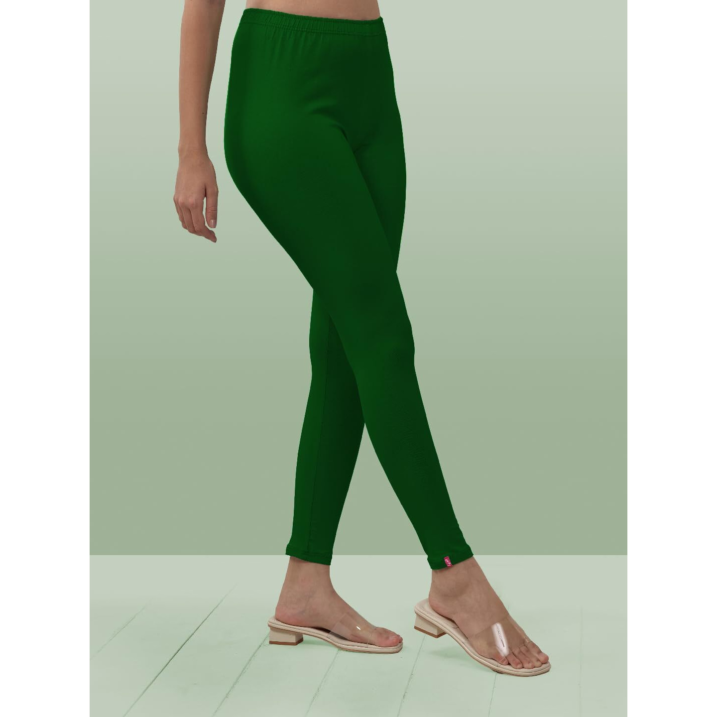Lyra Women Solid Premium Cotton Ankle Length Leggings | Mid-Waist | Fashionwear Forest Green