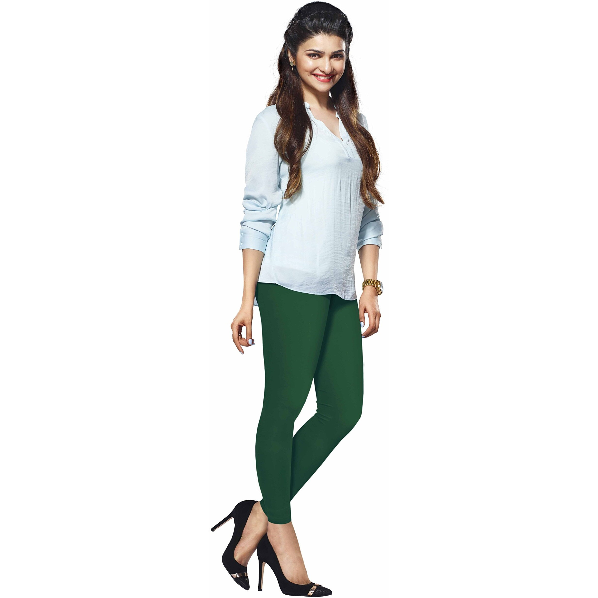Lyra Women Solid Premium Cotton Ankle Length Leggings | Mid-Waist | Fashionwear Rani