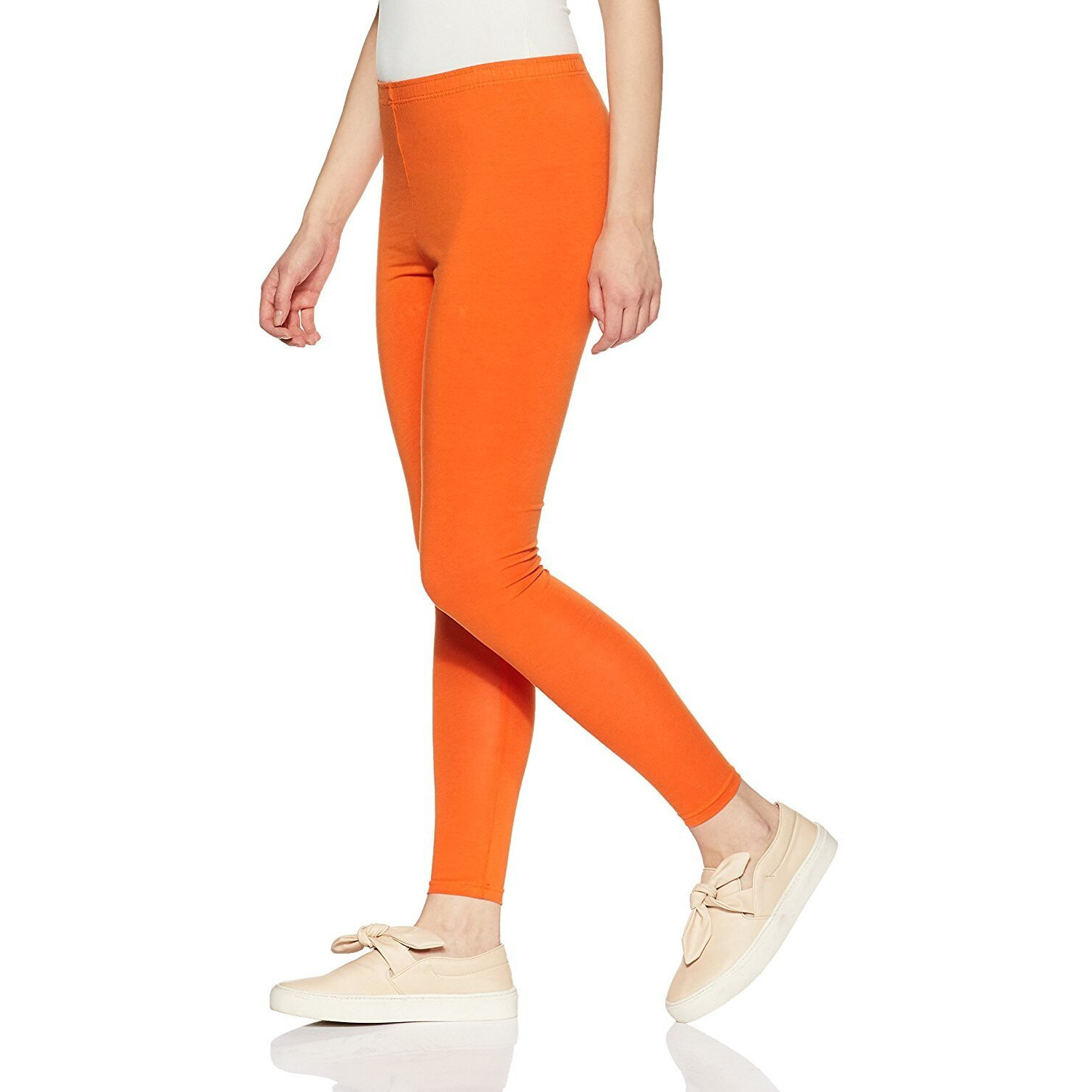 Lux Lyra Women s Slim Fit Leggings (Orange_Free Size)