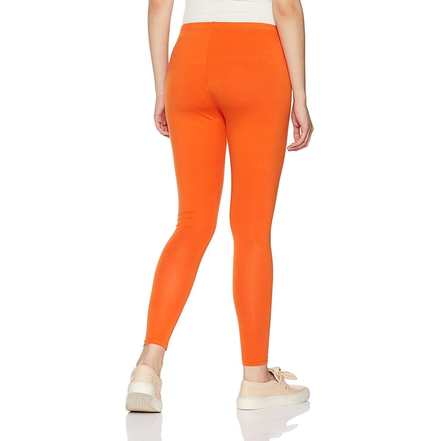 Lux Lyra Women s Slim Fit Leggings (Orange_Free Size)