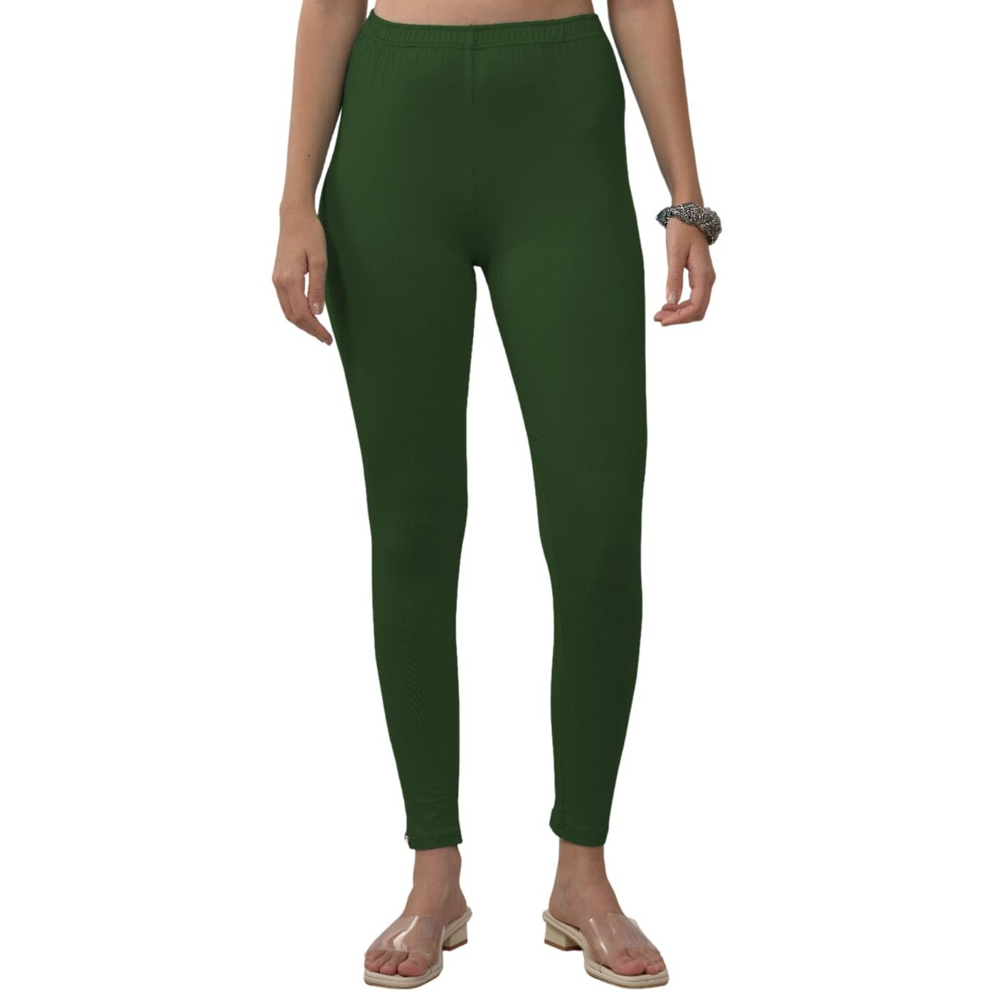 Lyra Women Solid Premium Cotton Ankle Length Leggings | Mid-Waist | Fashionwear