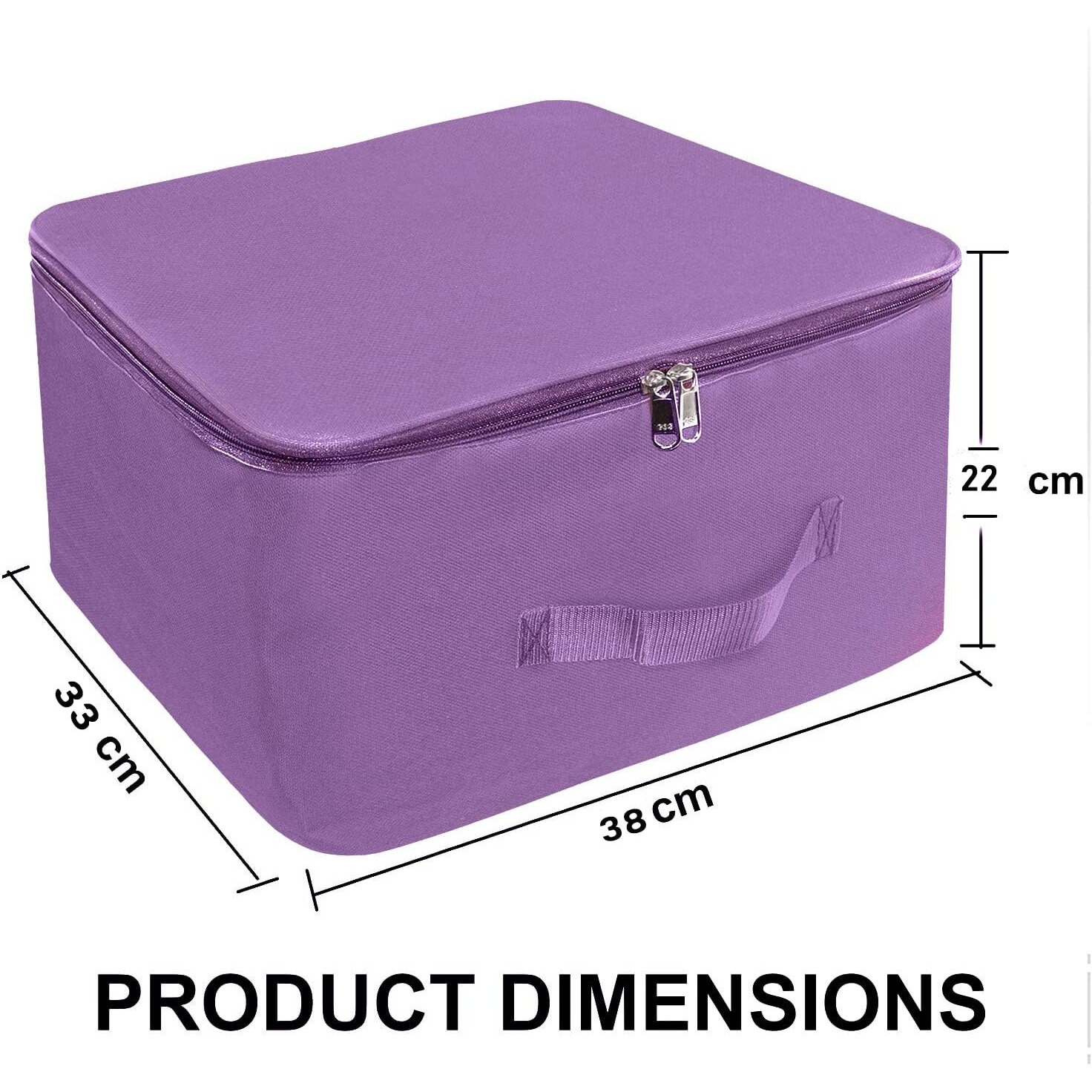 Storite 10 Pack Nylon Wardrobe Bag Underbed Moisture Proof Cloth Storage Organizer, Storage box for Clothes Saree Bags with Zippered Closure & Handle (Purple, 38x33x22 cm) Square