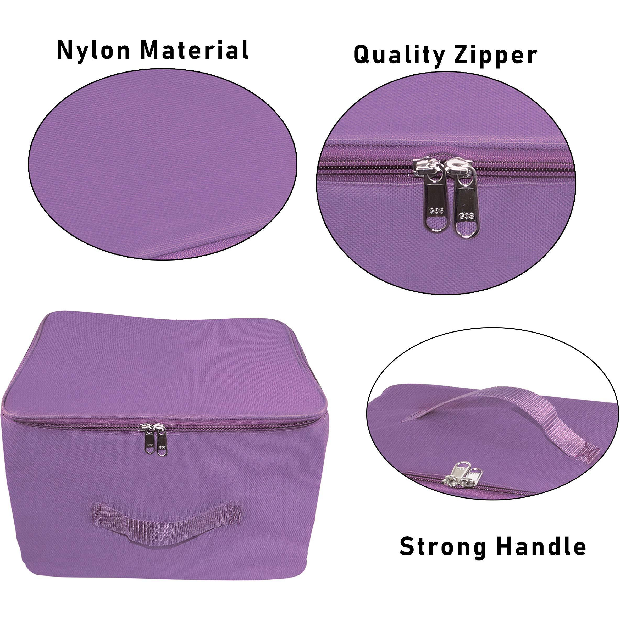 Storite 10 Pack Nylon Wardrobe Bag Underbed Moisture Proof Cloth Storage Organizer, Storage box for Clothes Saree Bags with Zippered Closure & Handle (Purple, 38x33x22 cm) Square