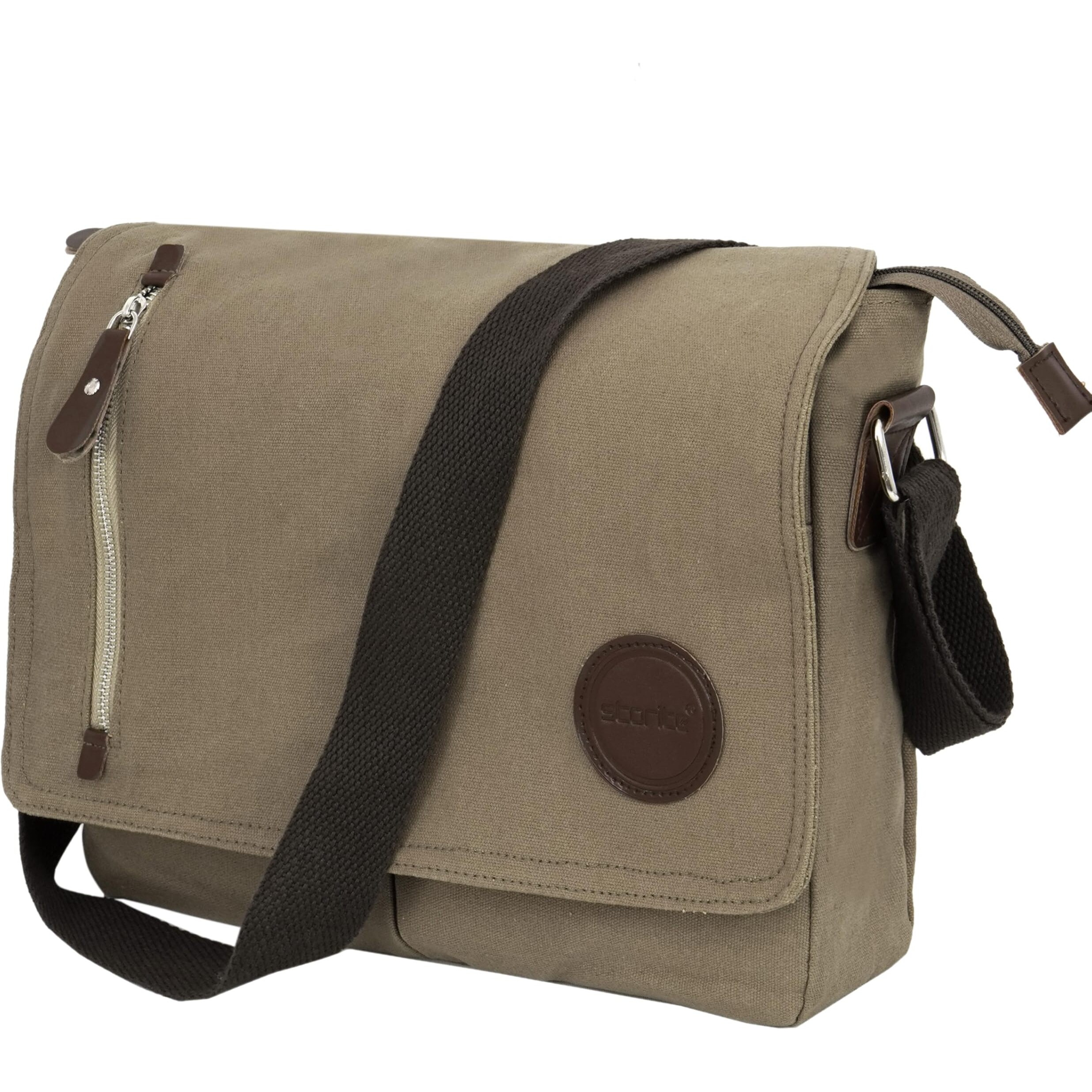 Storite Canvas Sling Cross Body Travel Office Business Messenger One Side Shoulder Bag for Men & Women (Brown, 33cm x 6.5cm x 27cm)