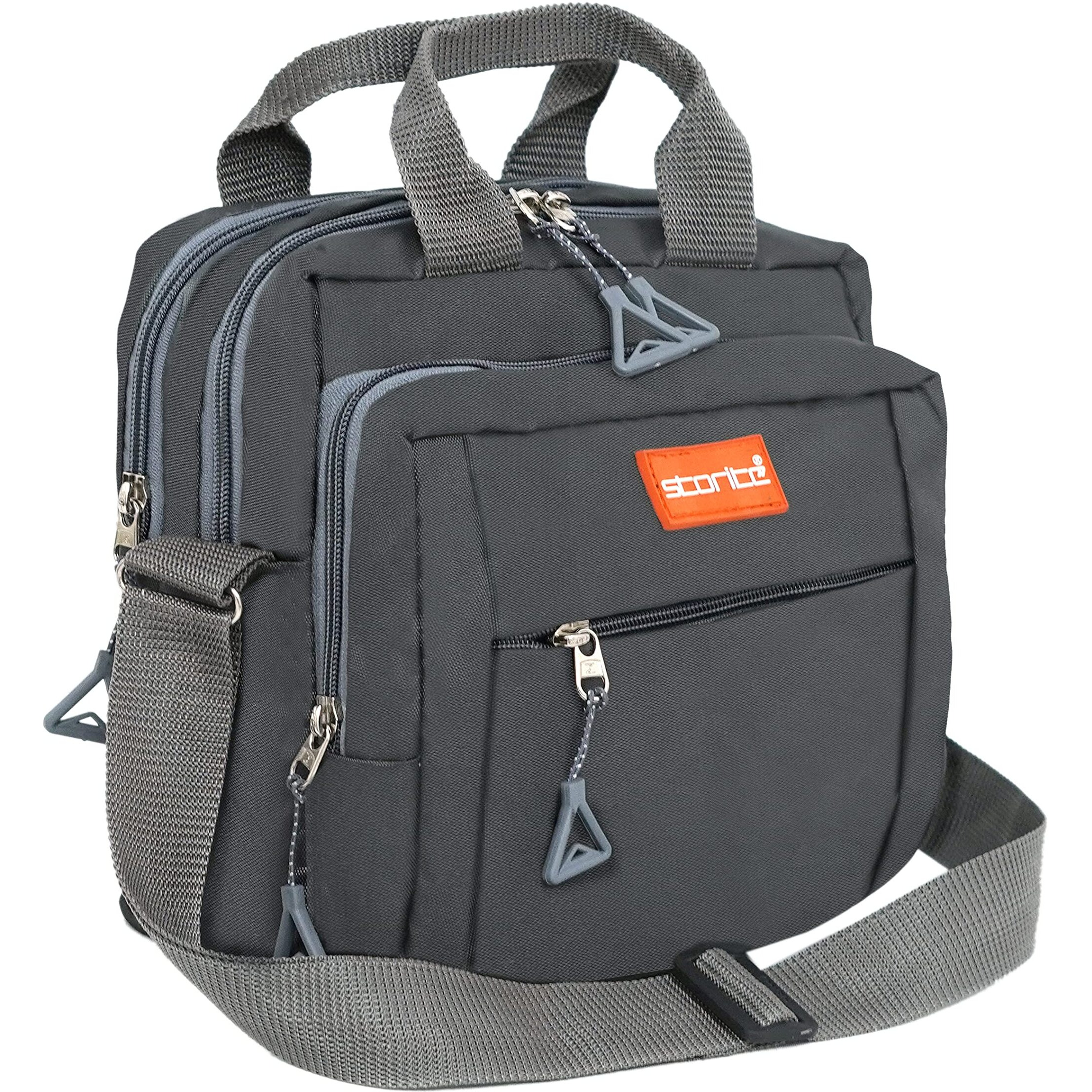 Storite Stylish Padded Nylon Small Sling Cross Body Travel Office Messenger One Side Shoulder Handbag Bag for Men & Women (22.5cm x 9.5cm x 22.5 cm, Dark Grey)