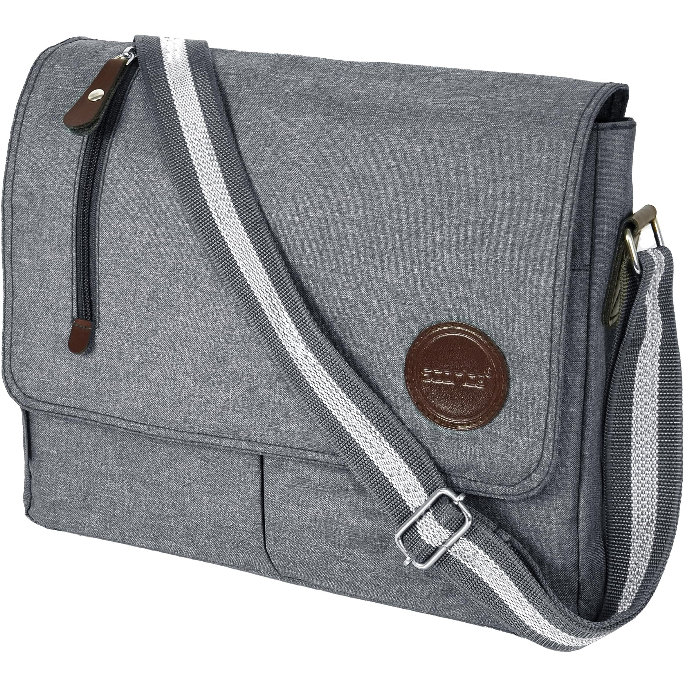 Storite 11 Inch Canvas Sling Cross Body Travel Office Business Satchel Messenger One Side Shoulder Bag for Men & Women (Grey,34cm x 7.5cm x 28cm)