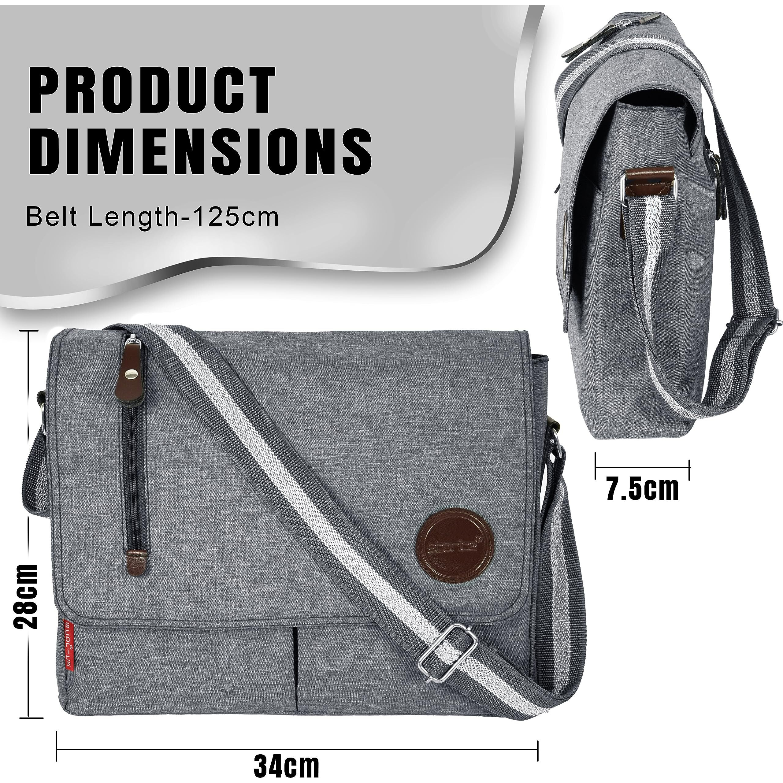 Storite 11 Inch Canvas Sling Cross Body Travel Office Business Satchel Messenger One Side Shoulder Bag for Men & Women (Grey,34cm x 7.5cm x 28cm)