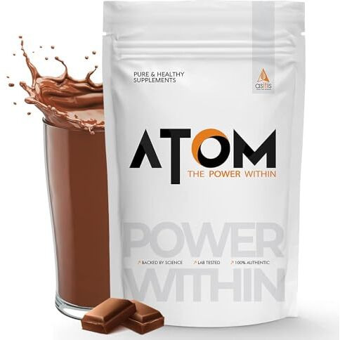 AS-IT-IS Nutrition ATOM Whey Protein 1kg | 27g protein | Isolate & Concentrate | Double Rich Chocolate | USA Labdoor Certified | With Digestive Enzymes for better absorption