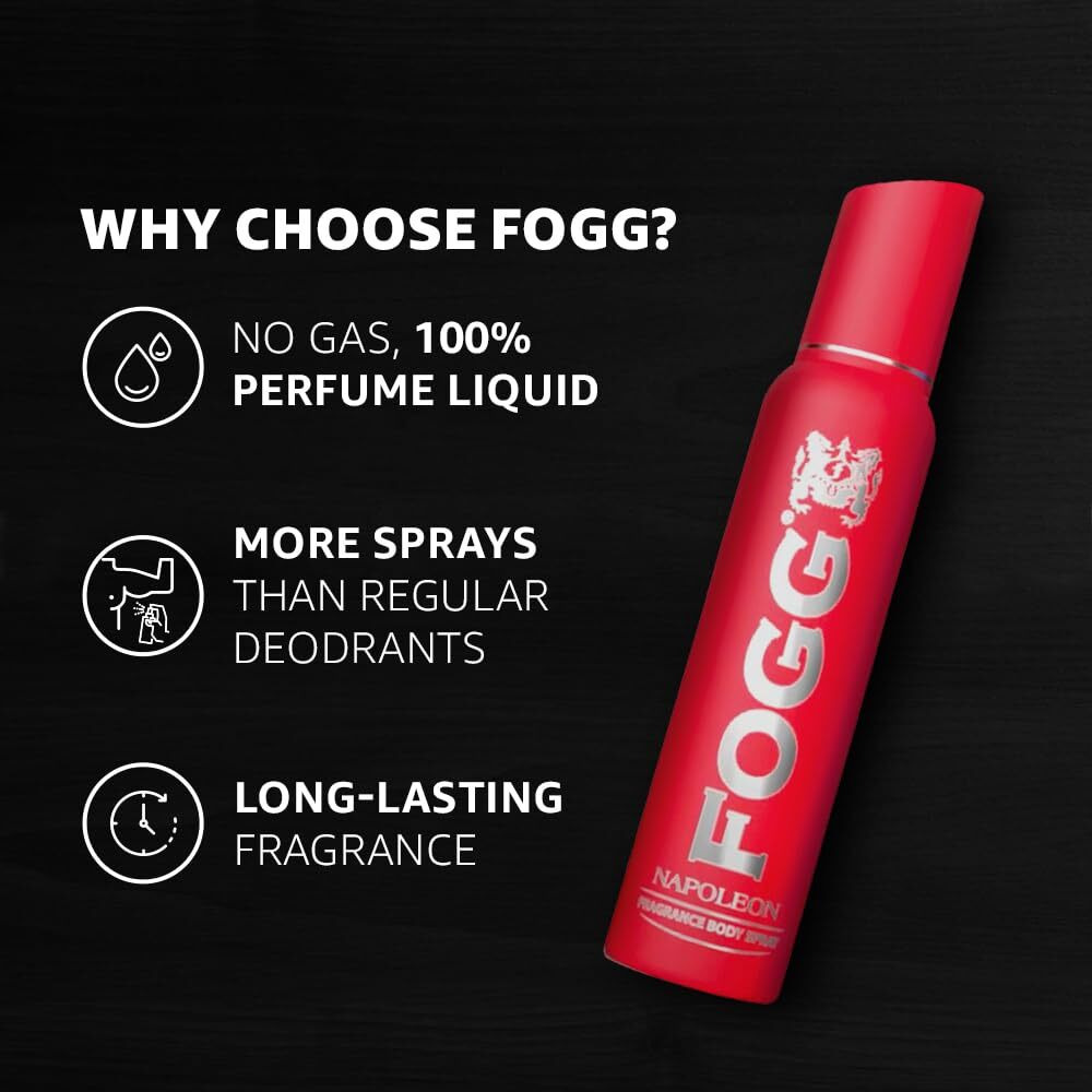 Fogg Napoleon No Gas Deodorant for Men, Long-Lasting Perfume Body Spray, 150 ml