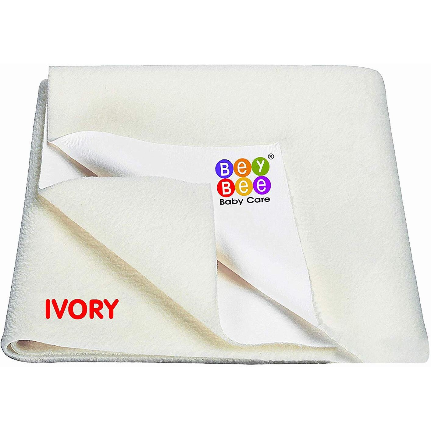 BeyBee Waterproof Quick Dry Sheet for Baby| Bed Pad Anti-Piling Fleece Extra Absorbent Washable Matress Protector| Baby Bed Protector Sheet for Toddler Children, Large Size, 140x100cm, Ivory