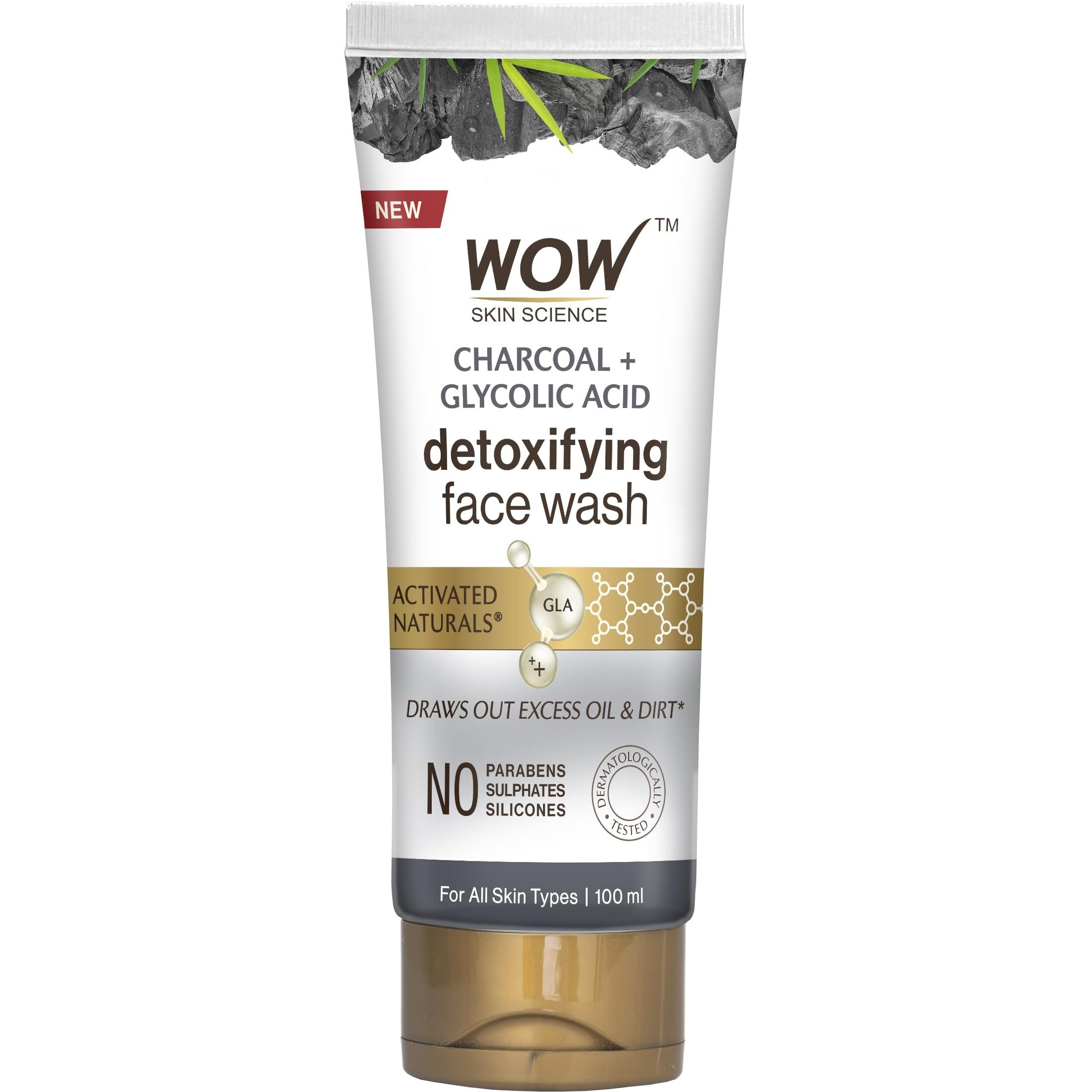 WOW Skin Science Wow Activated Charcoal Infused With Activated Charcoal Beads No Parabens & Sulphate Face Wash (100Ml)