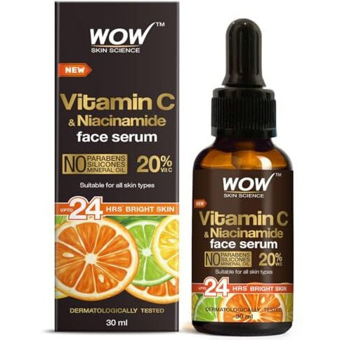 WOW Skin Science Brightening 20% Vitamin C Face Serum | Boost Collagen and Elastin for Anti aging, Skin Repair | For Dark Circles, Fine Lines | Glowing Skin | Hydrates | 30 ml