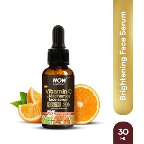 WOW Skin Science Brightening 20% Vitamin C Face Serum | Boost Collagen and Elastin for Anti aging, Skin Repair | For Dark Circles, Fine Lines | Glowing Skin | Hydrates | 30 ml