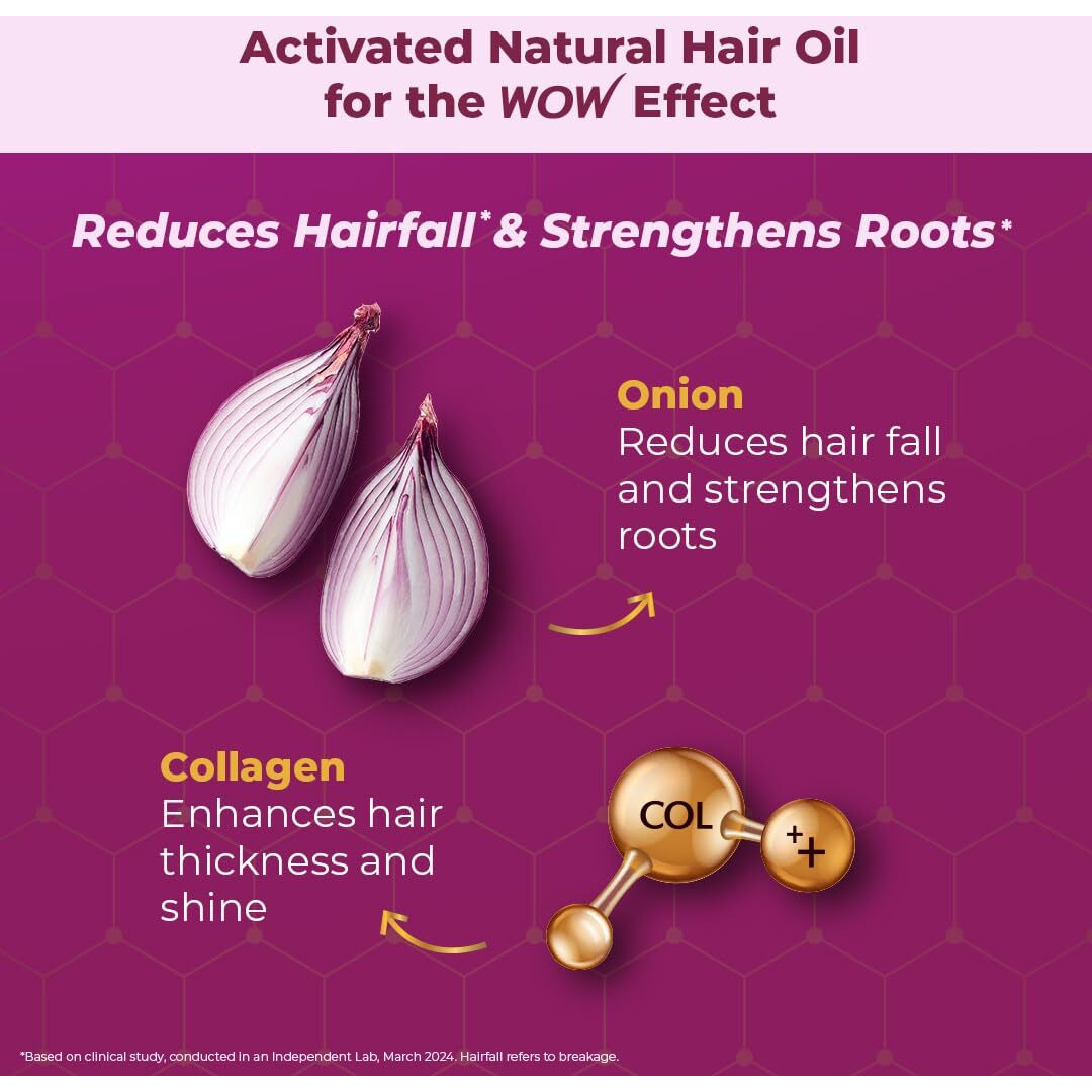 WOW Skin Science Onion Black Seed Hair Oil - WITH COMB APPLICATOR - Controls Hair Fall - NO Mineral Oil, Silicones, Cooking Oil & Synthetic Fragrance - 100mL