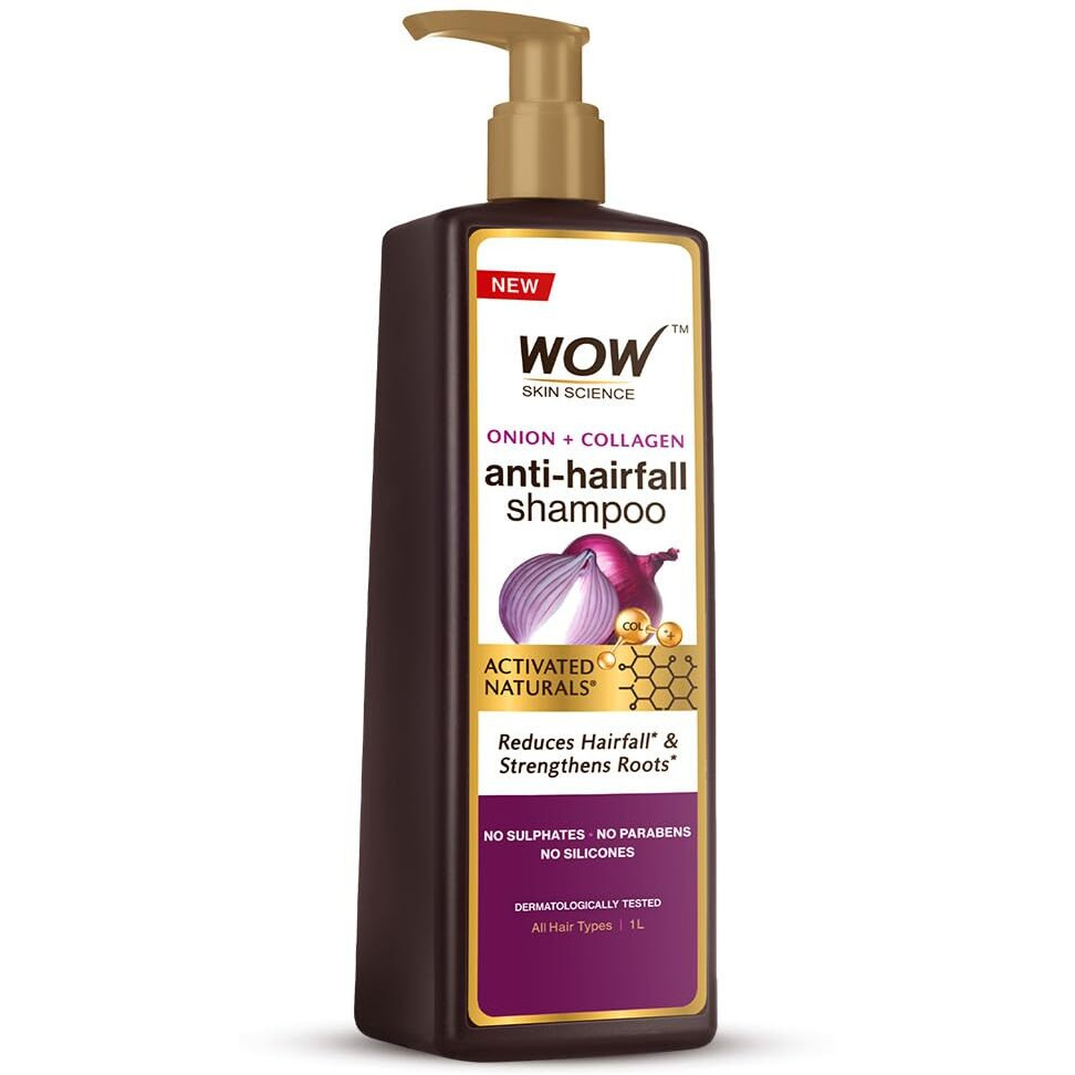 WOW Skin Science Onion Oil Shampoo with Red Onion Seed Oil Extract, Black Seed Oil & Pro-Vitamin B5 | Controls Hair fall | Helps Strengthen Hair | No Sulphate No Paraben | For Men & Women - 1ltr