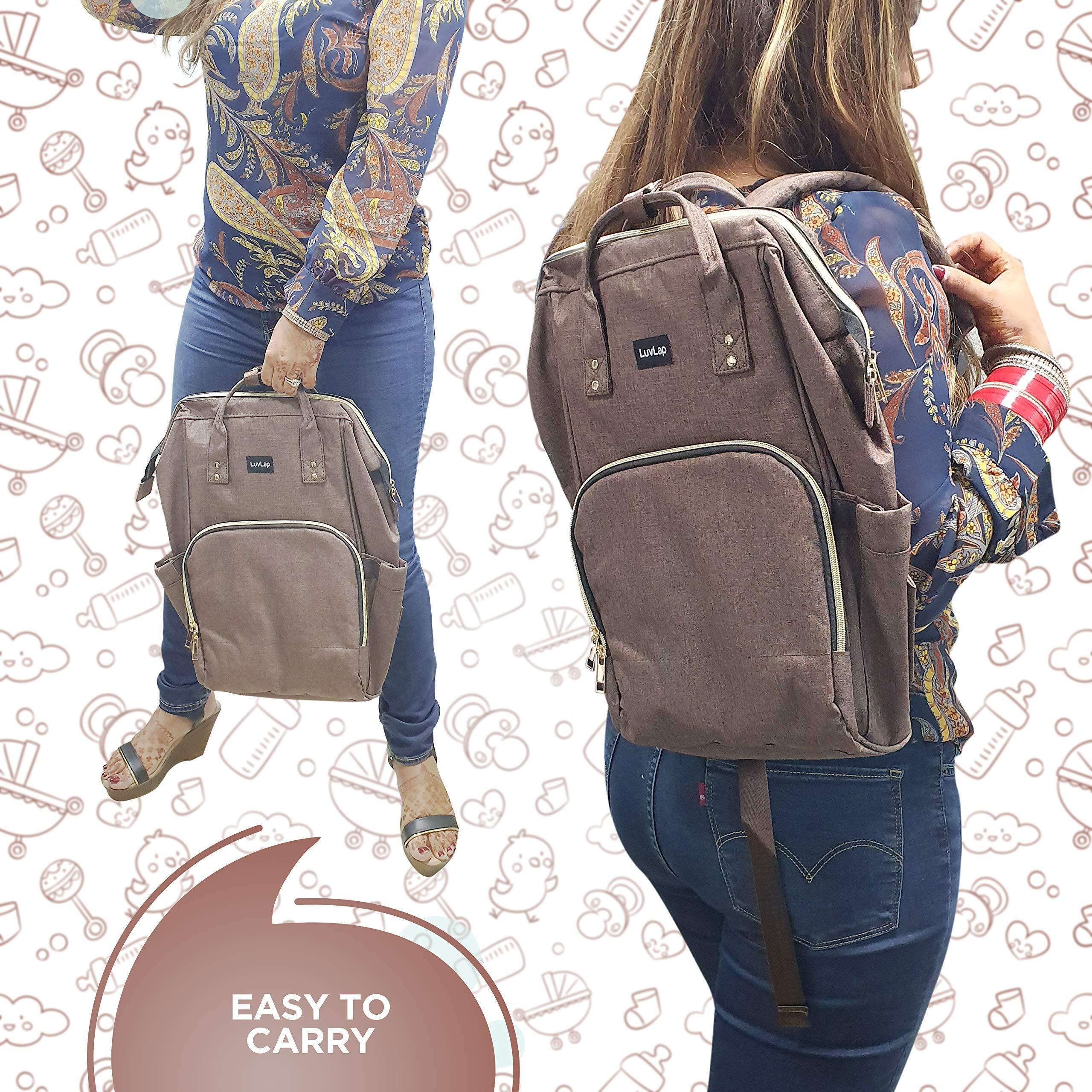 LuvLap Lily Travel Multifunctional Waterproof Diaper Bag-Backpack Cum Tote bag (Brown)